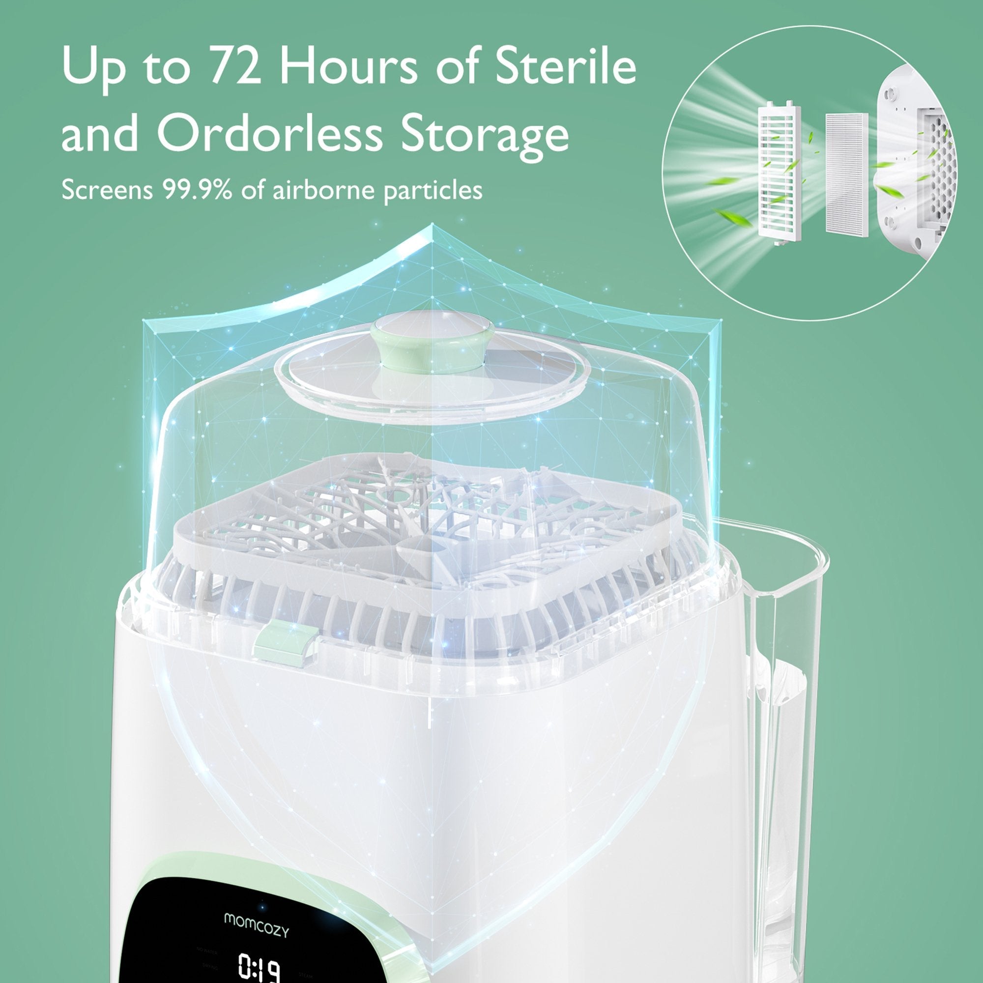 Baby Bottle Washer and Sterilizer Momcozy CleanPal Pro For Baby Bottles BS003-GW10NB