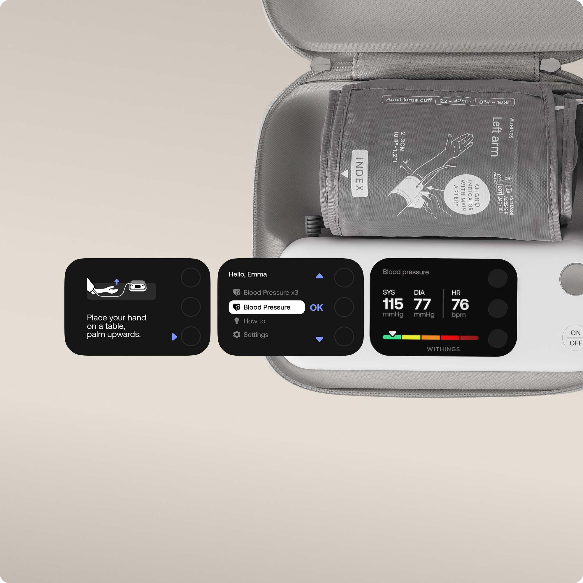 Digital Blood Pressure Monitor Smarthealth Adult Cuff 20 to 40 cm Desk Model WPM07-08-ALL-INT