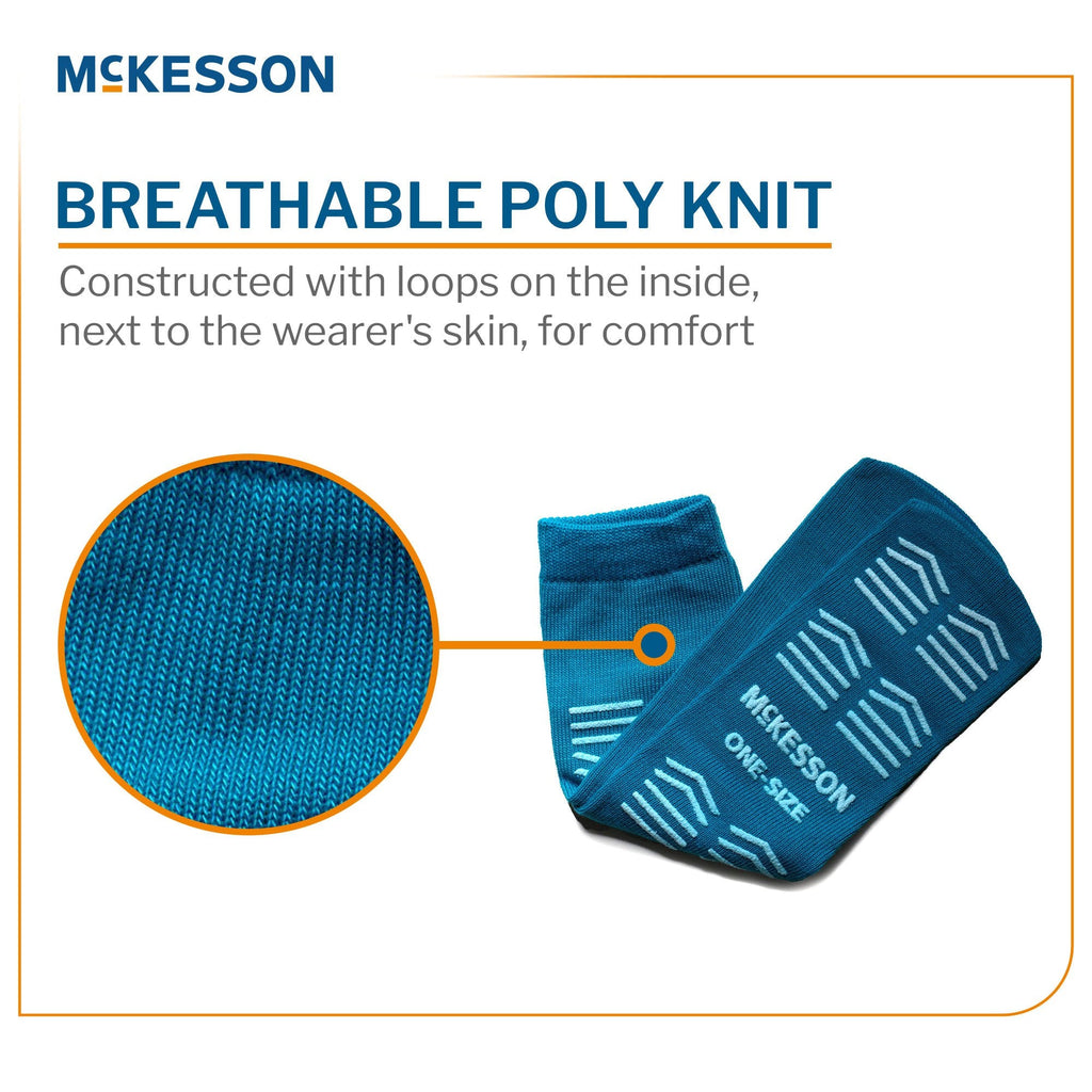 Slipper Socks McKesson Unisex Adult One Size Fits Most Single Tread Single Patient Use Teal 16-OS-1069