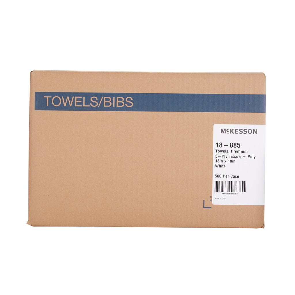 McKesson Nonsterile White Procedure Towel, 13 x 18 Inch 18-885
