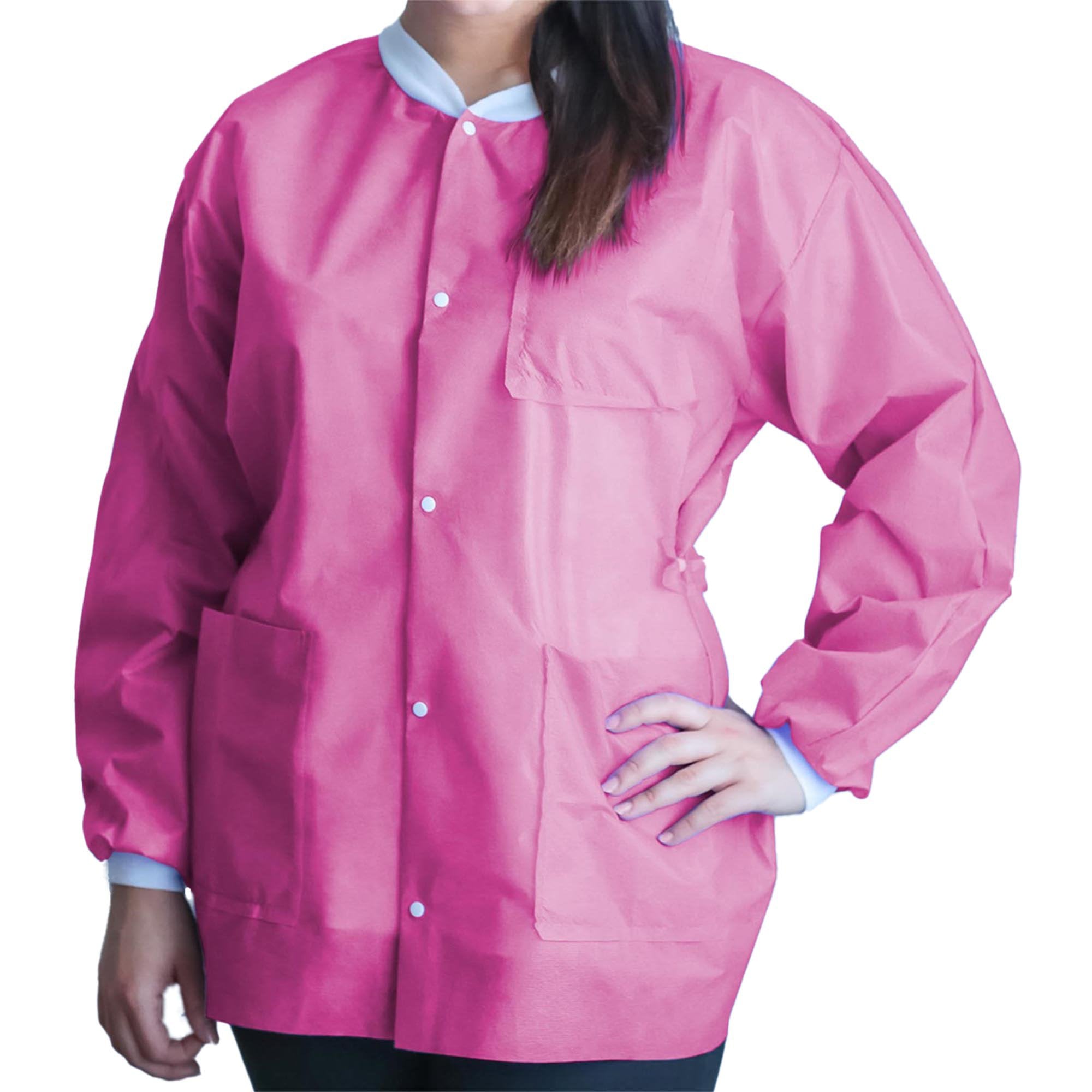 Lab Jacket FitMe™ Bubblegum Pink Medium Hip Length 3-Layer SMS Disposable UGJ-6510-M