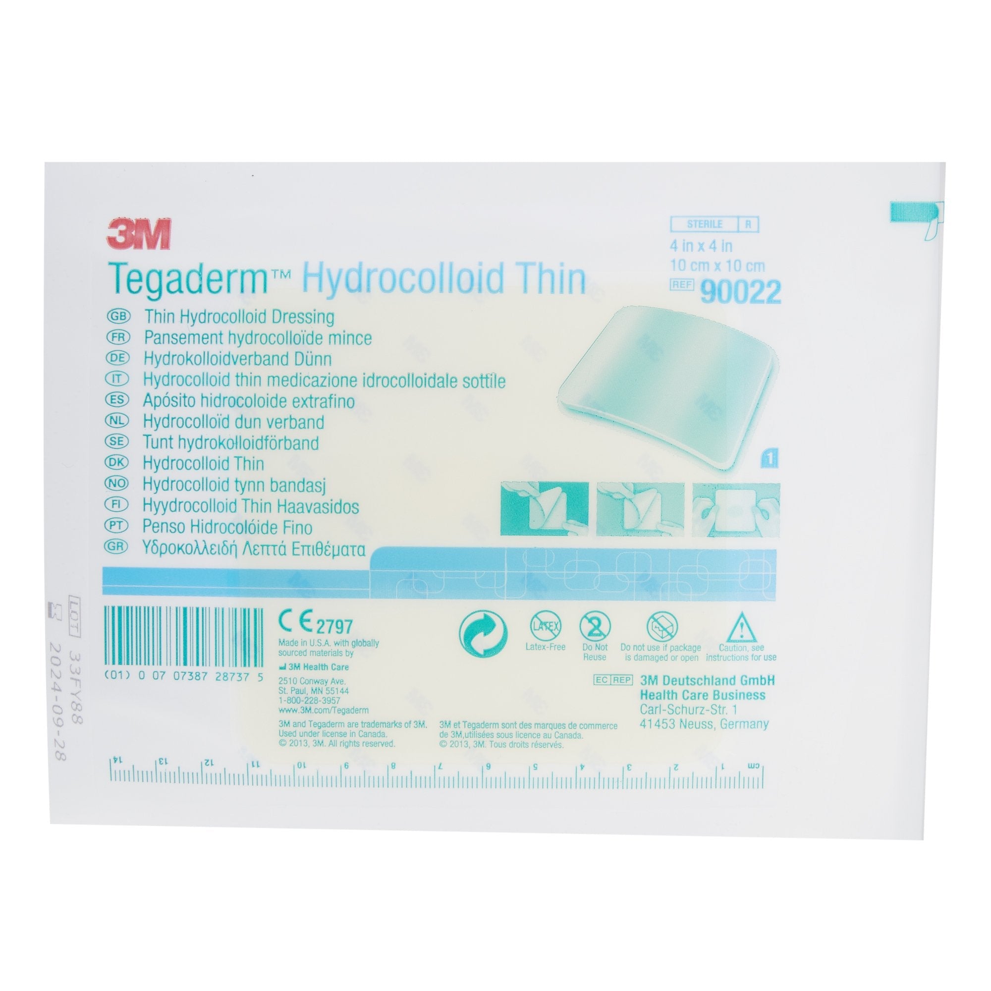 3M™ Tegaderm™ Thin Hydrocolloid Dressing, 4 x 4 Inch 90022