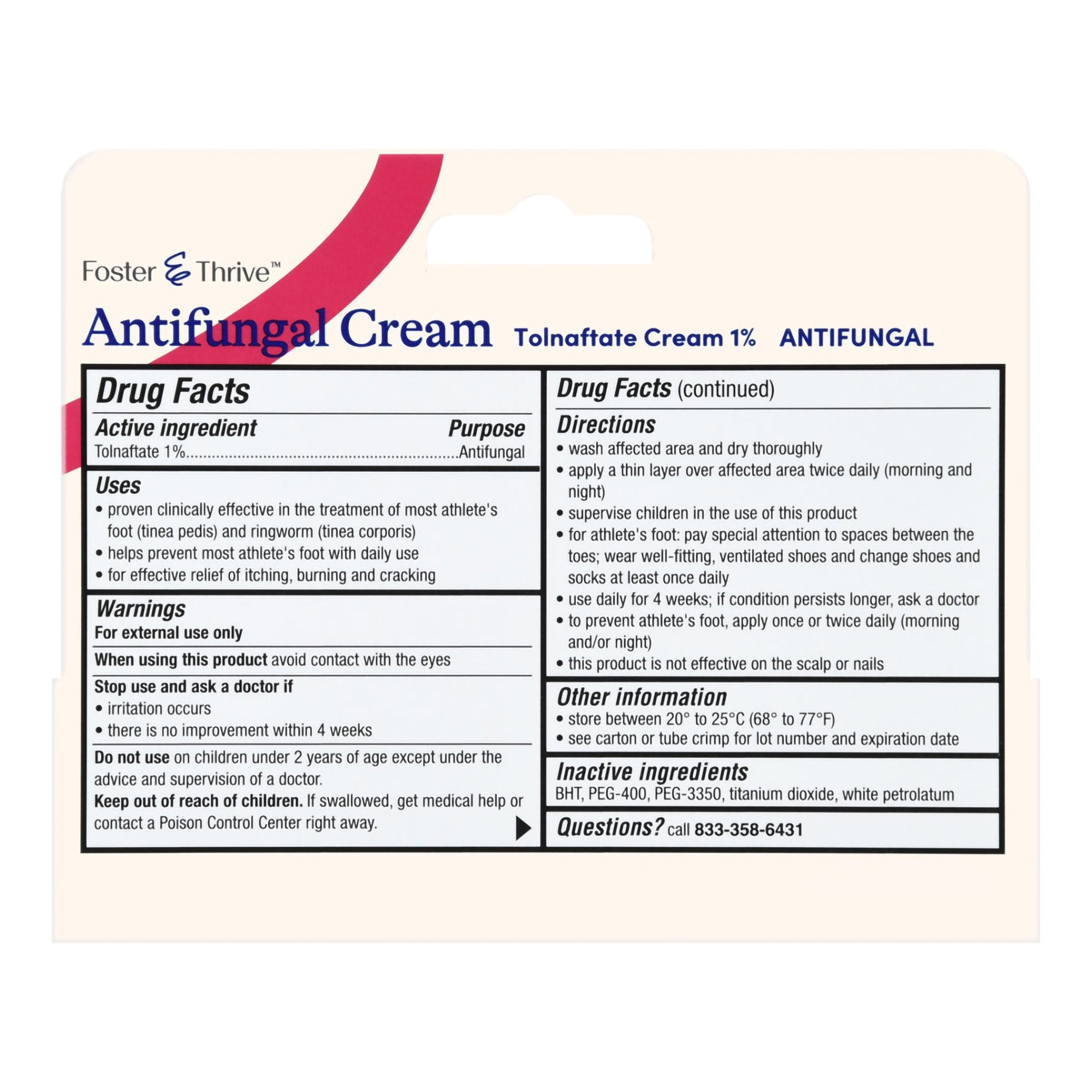 Foster & Thrive™ Antifungal Cream Tolnaftate 1%, 0.5-ounce tube 70677100101