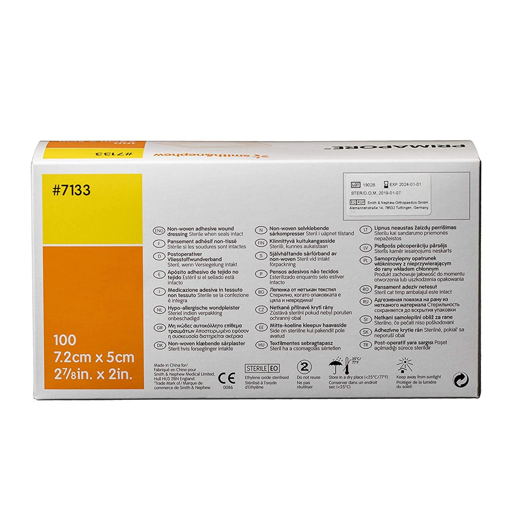 Primapore White Adhesive Dressing, 2 x 3 Inch 7133