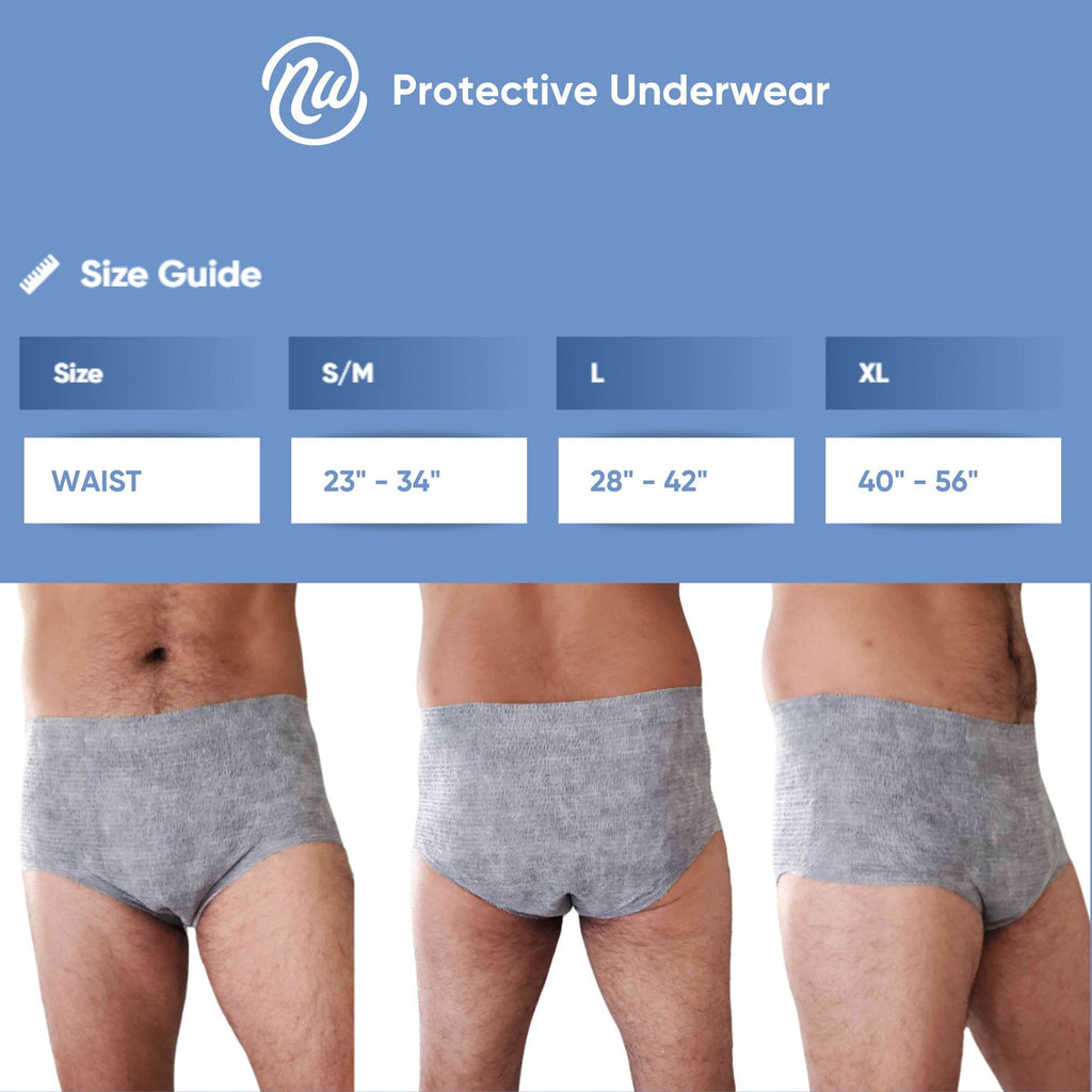 Nexwear Men's Pull-On Absorbent Underwear, Small/Medium, Gray 195