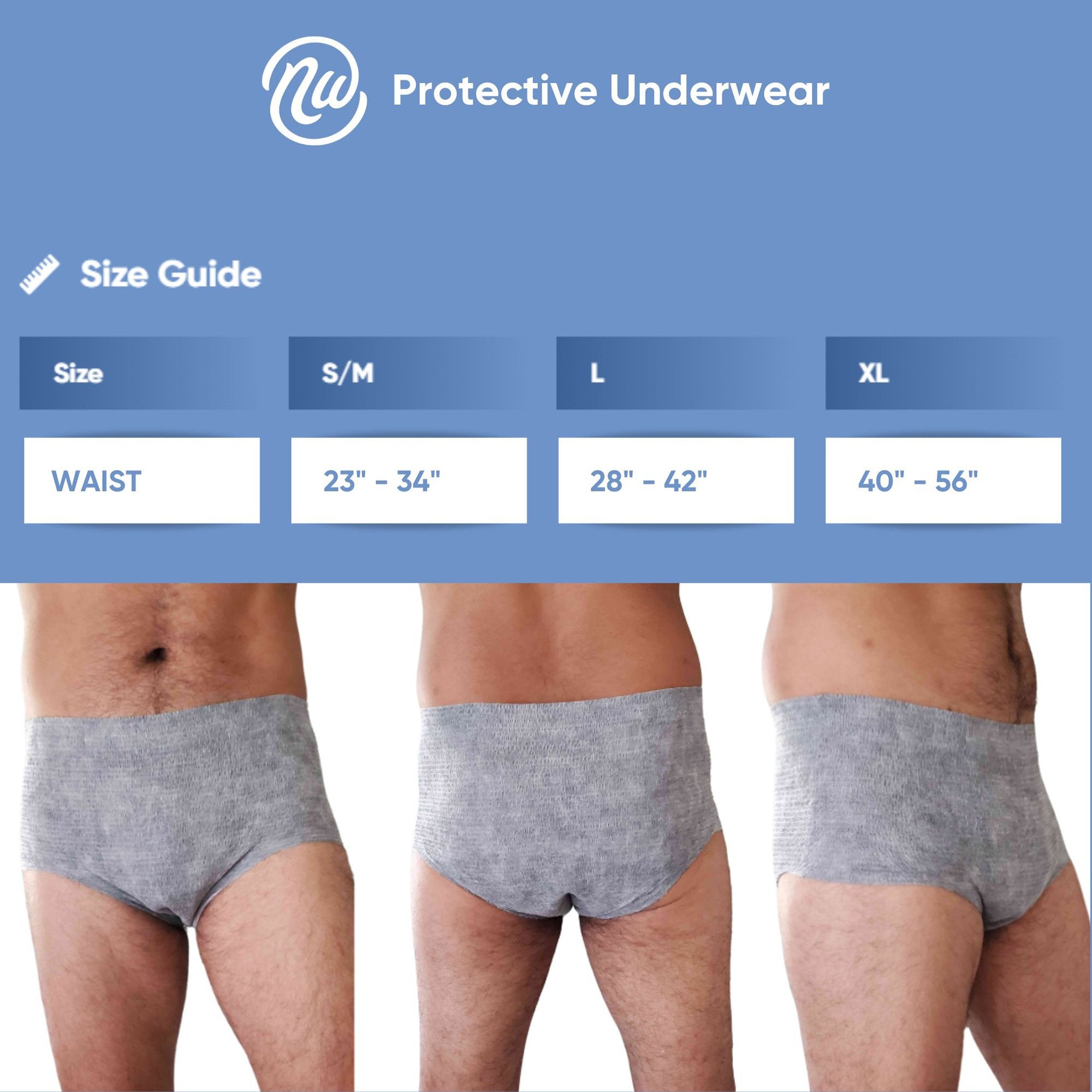 Nexwear Men's Pull-On Absorbent Underwear, Small/Medium, Gray 195
