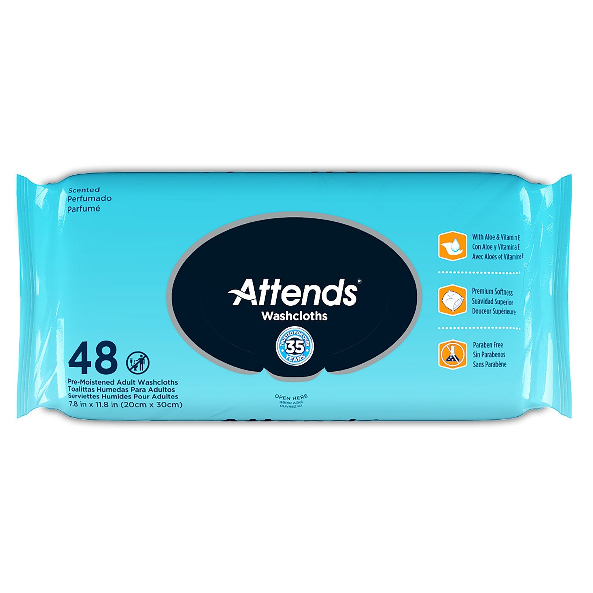Attends® Scented Personal Cleansing Wipes with Aloe and Vitamin E WCPP1000