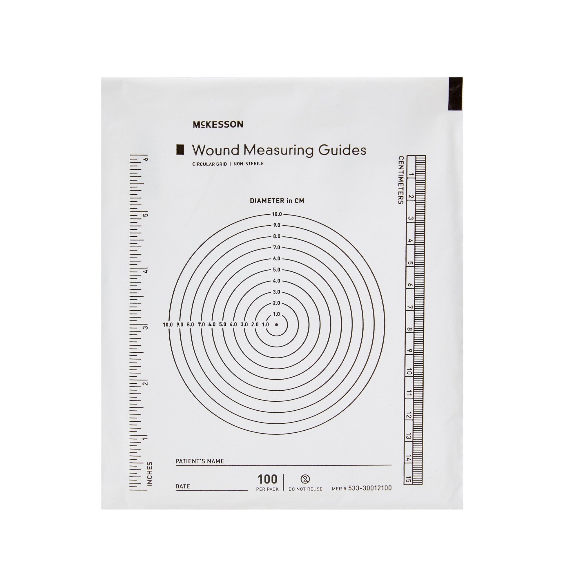 McKesson Plastic Wound Measuring Guide, 5 x 7 Inch 533-30012100