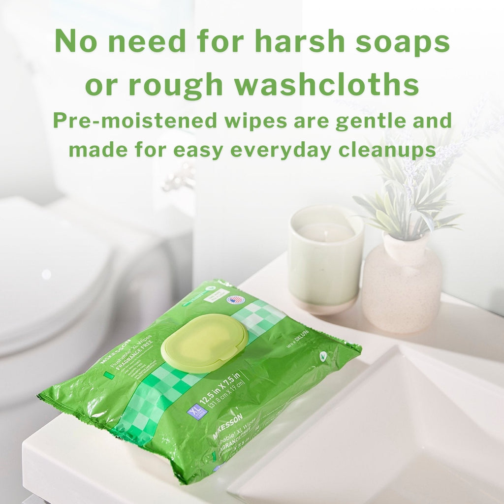 McKesson Flushable* Wet Wipes XL - Scented, 48 Wet Wipes per Pack DXLF48