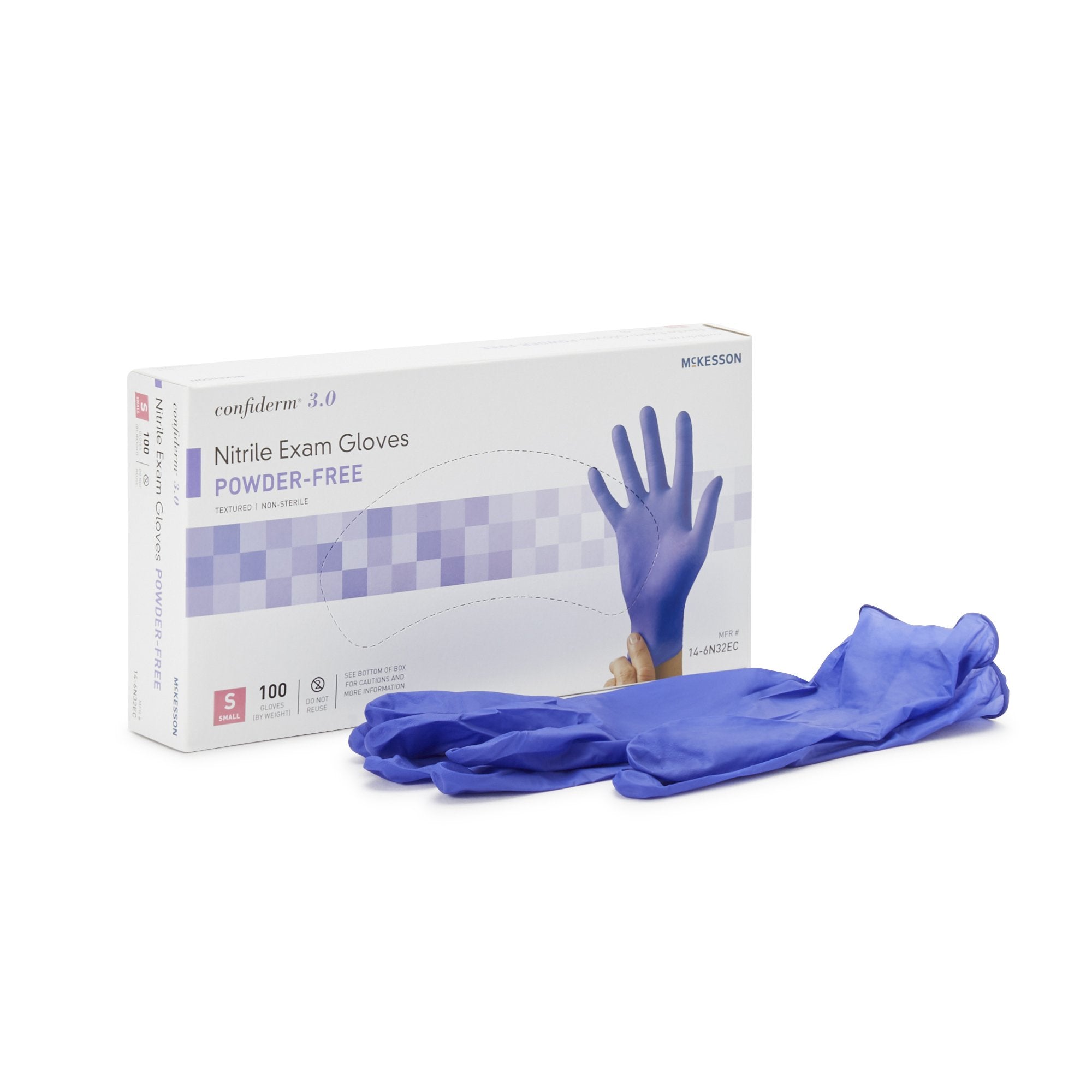 McKesson Confiderm® 3.0 Nitrile Exam Glove, Small, Blue 14-6N32EC