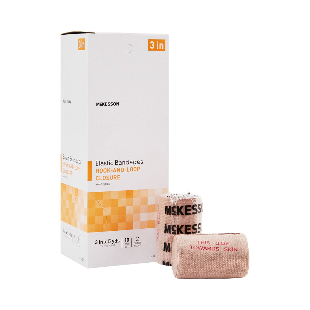 McKesson Hook and Loop Closure Elastic Bandage, 3 Inch x 5 Yard 053