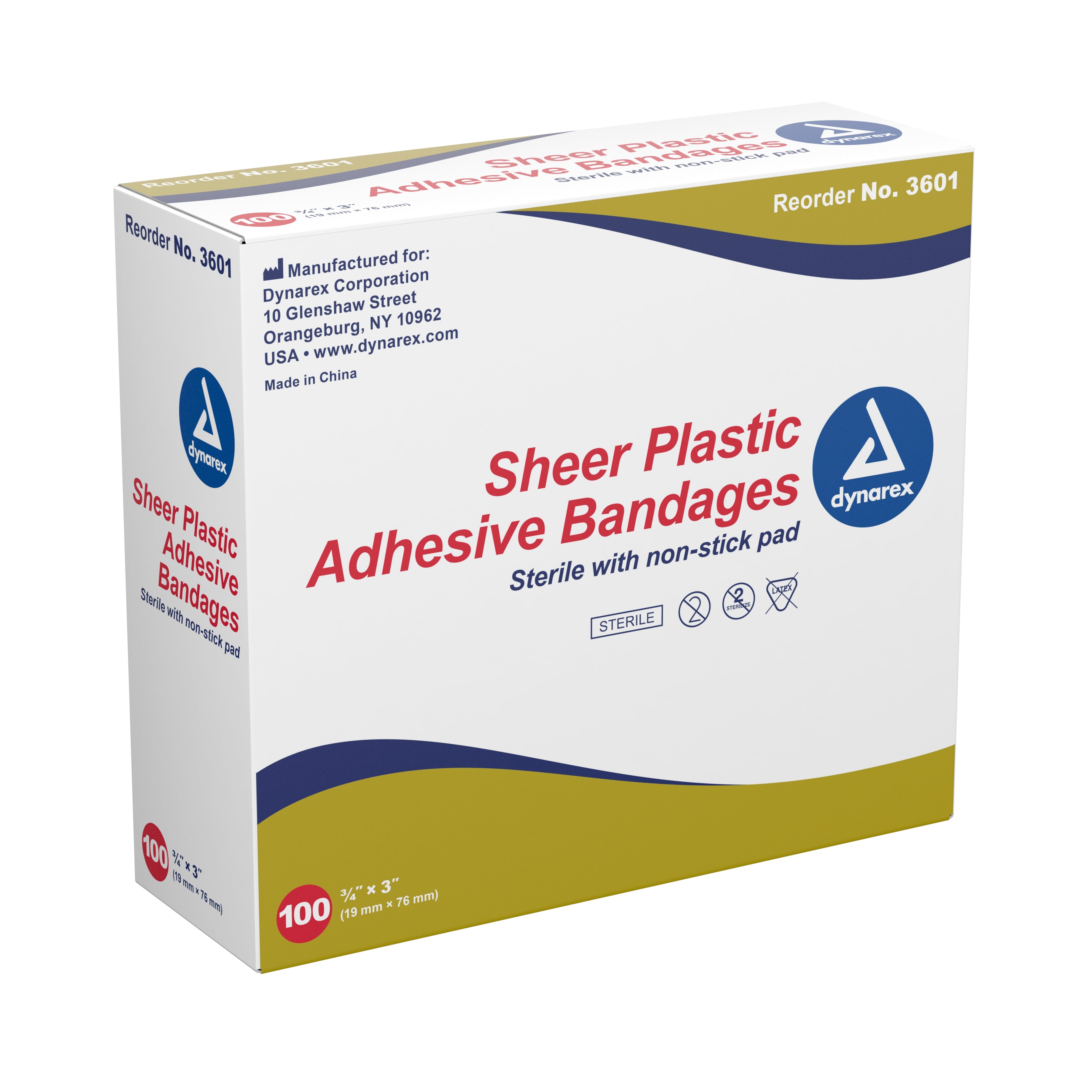 dynarex® Tan Sheer Adhesive Strip, ¾ x 3 Inch 3601