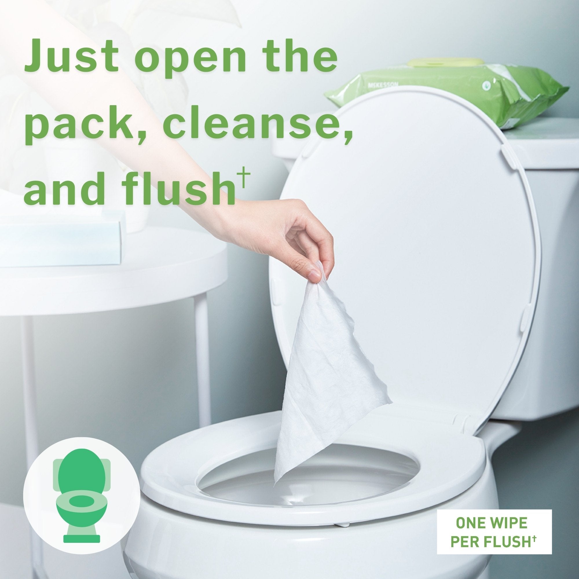 McKesson Flushable* Wet Wipes - Unscented, 96 Wet Wipes per Pack FLU96