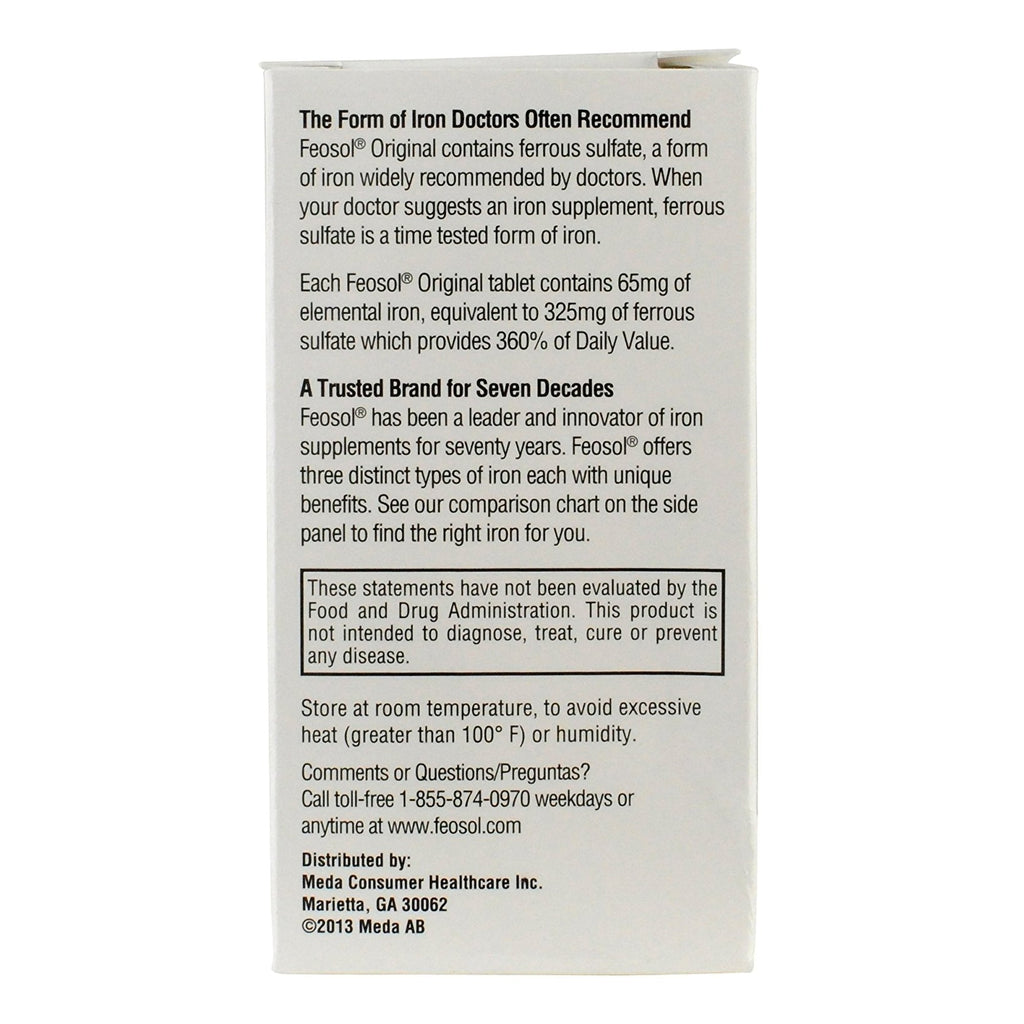 Feosol Ferrous Sulfate Iron Tablets Original 34601709712