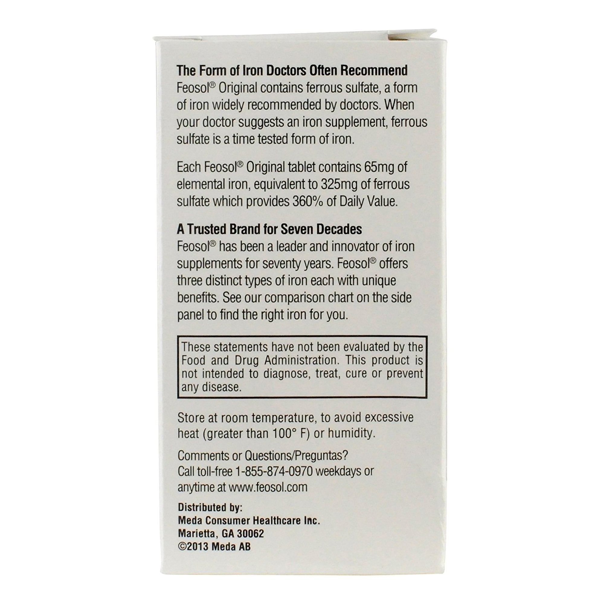 Feosol Ferrous Sulfate Iron Tablets Original 34601709712