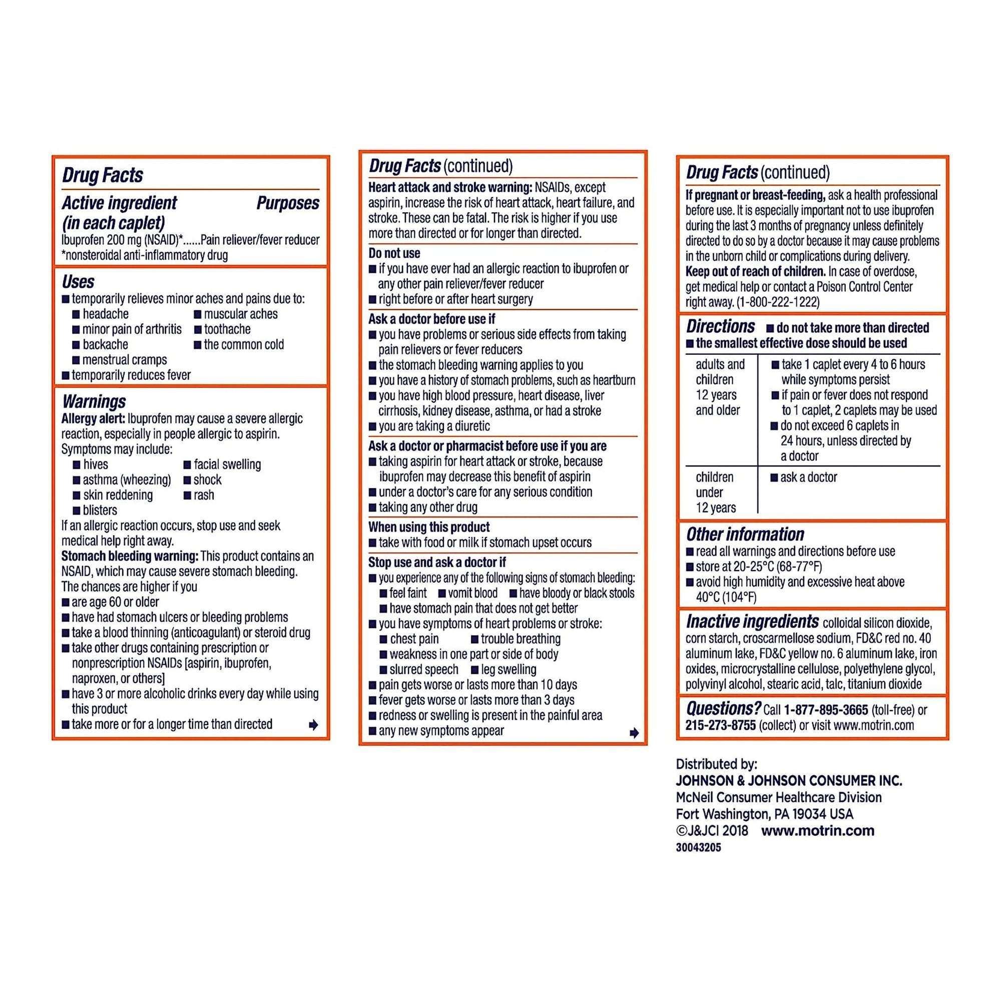 Motrin IB Ibuprofen Coated Caplets 50580023003