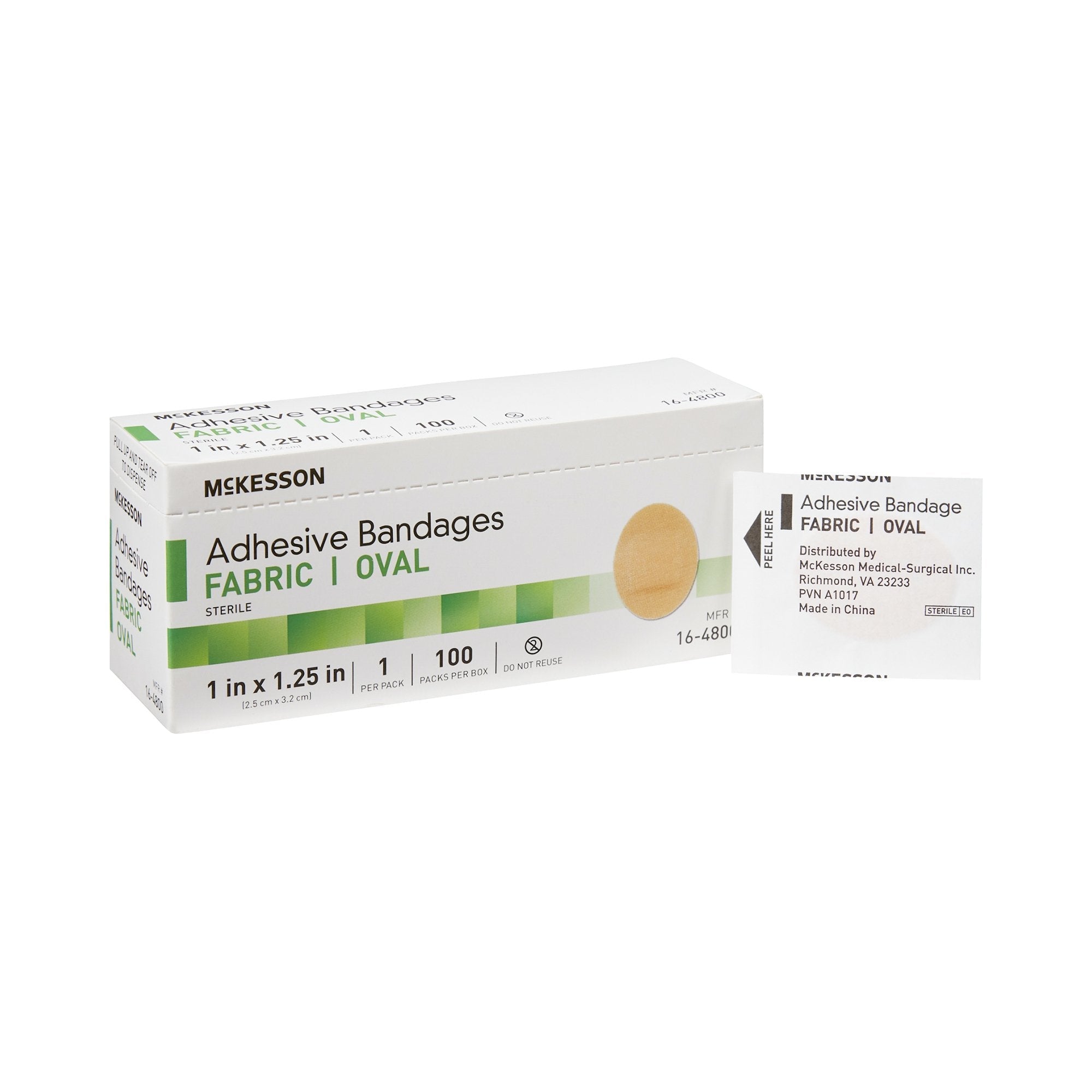 McKesson Oval Tan Adhesive Strip, 1 x 1-1/4 Inch 16-4800