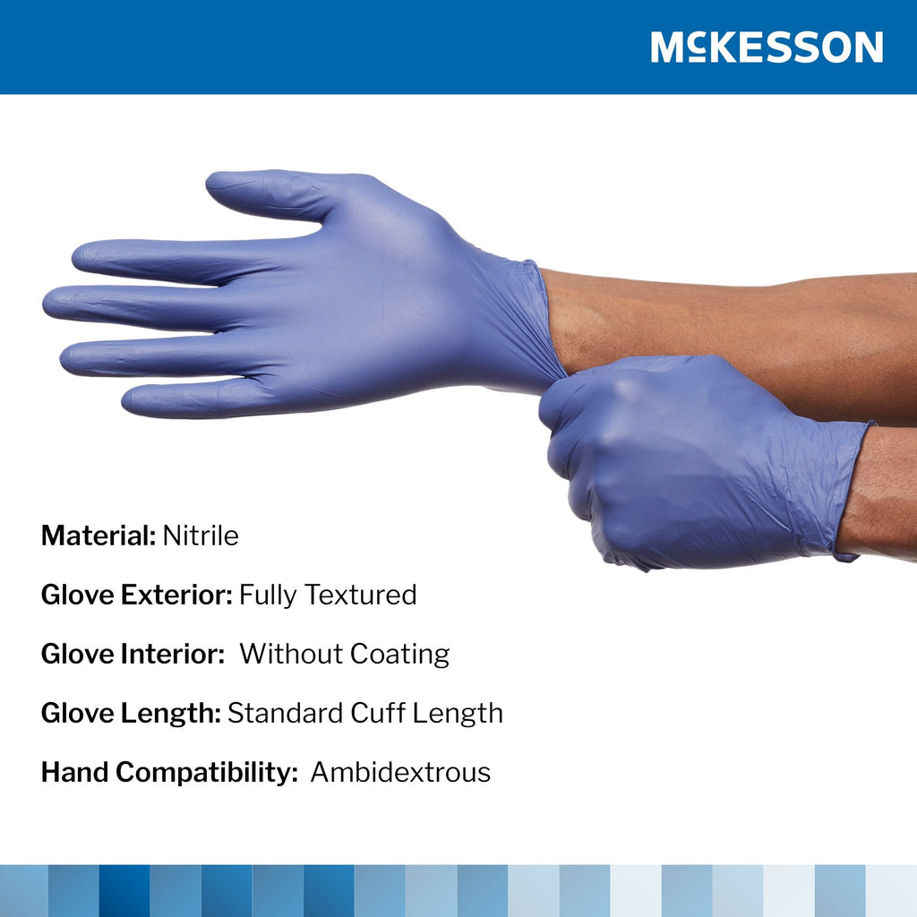 McKesson Confiderm® LDC Nitrile Exam Glove, Large, Blue 14-6N46C