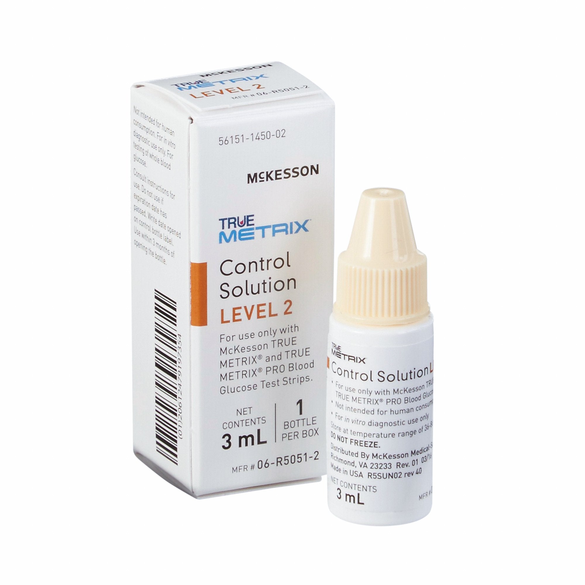 McKesson True Metrix Blood Glucose Testing, Control Solution, 3 mL, Level 2 06-R5051-2