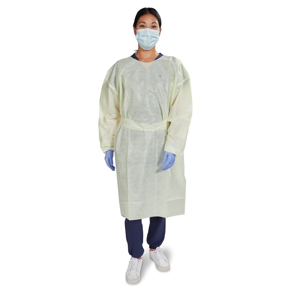 McKesson AAMI Level 2 Isolation Gown, Tape Tab Neck Style, Extra Large, Yellow 16-L2TNWT6Y-XL