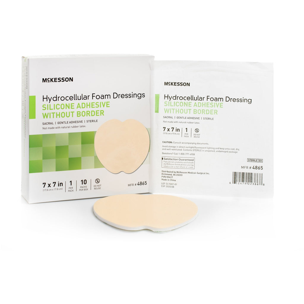 McKesson Hydrocellular Foam Dressing, Silicone Adhesive, w/o Border, 7 x 7 Inch 4865