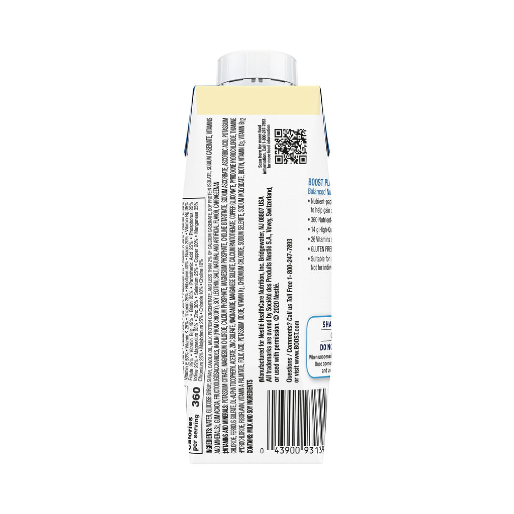 Boost Plus® Vanilla Balanced Nutritional Drink, 8-ounce carton 00043900811864