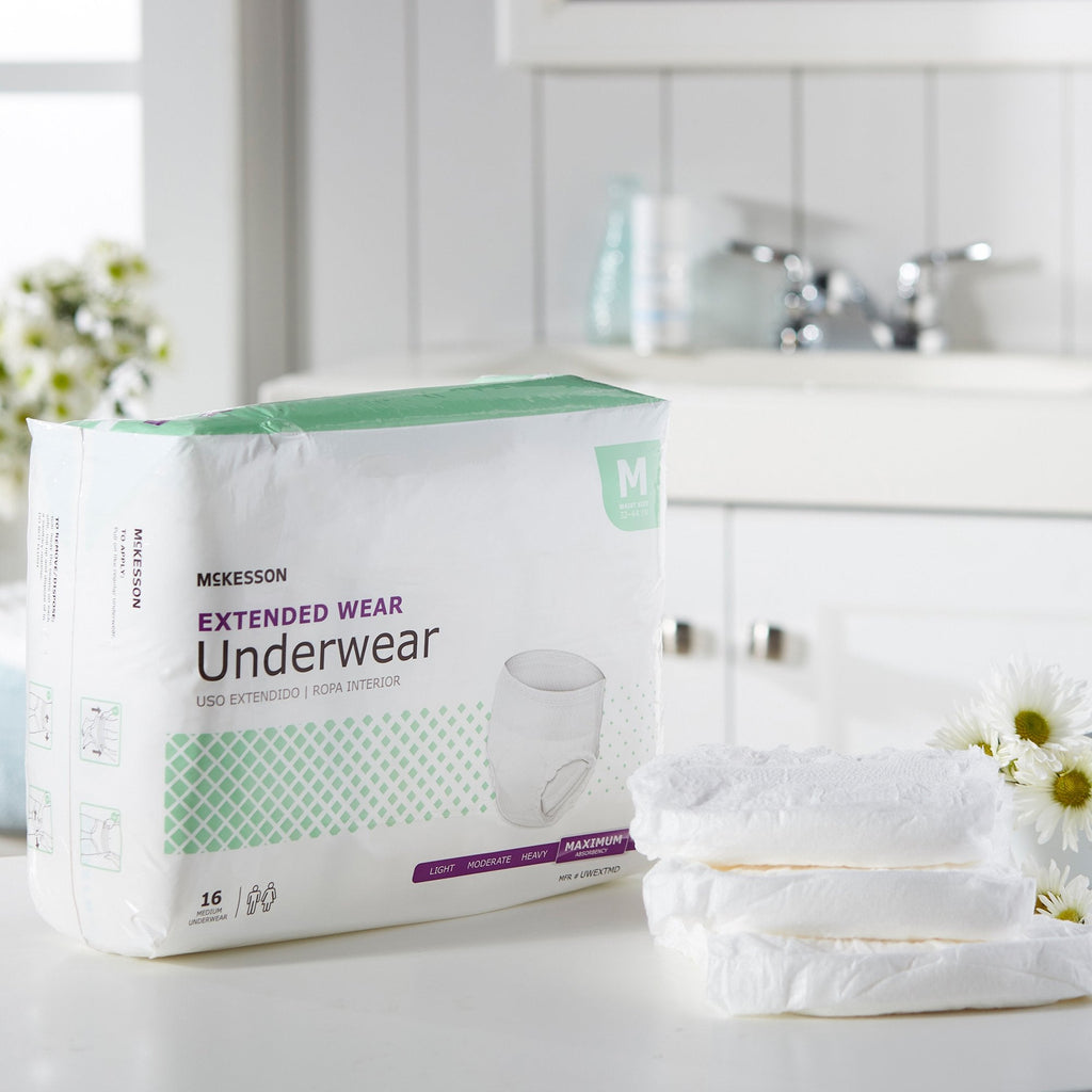 McKesson Extended Wear Maximum Absorbency Underwear, Medium UWEXTMD