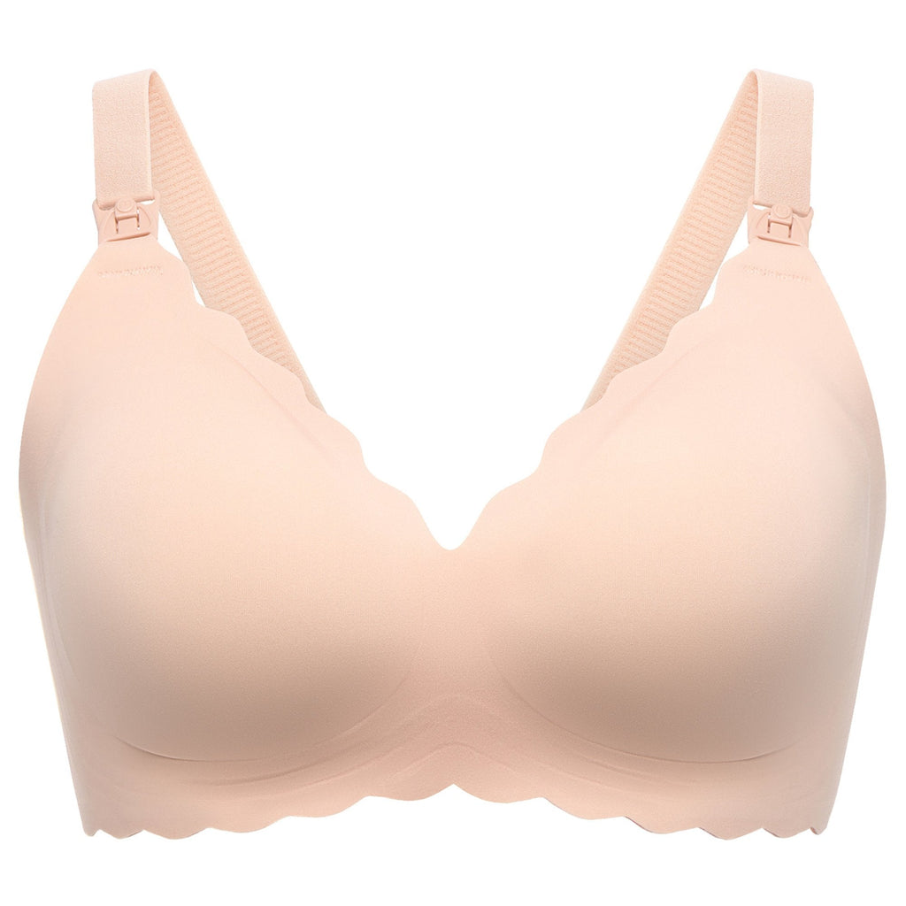 Nursing Bra Momcozy Jelly Strip 34 to 36 Inch Chest Medium Beige Back Hook and Eye Closure Adjustable Shoulder Strap FB046-SK100M-A