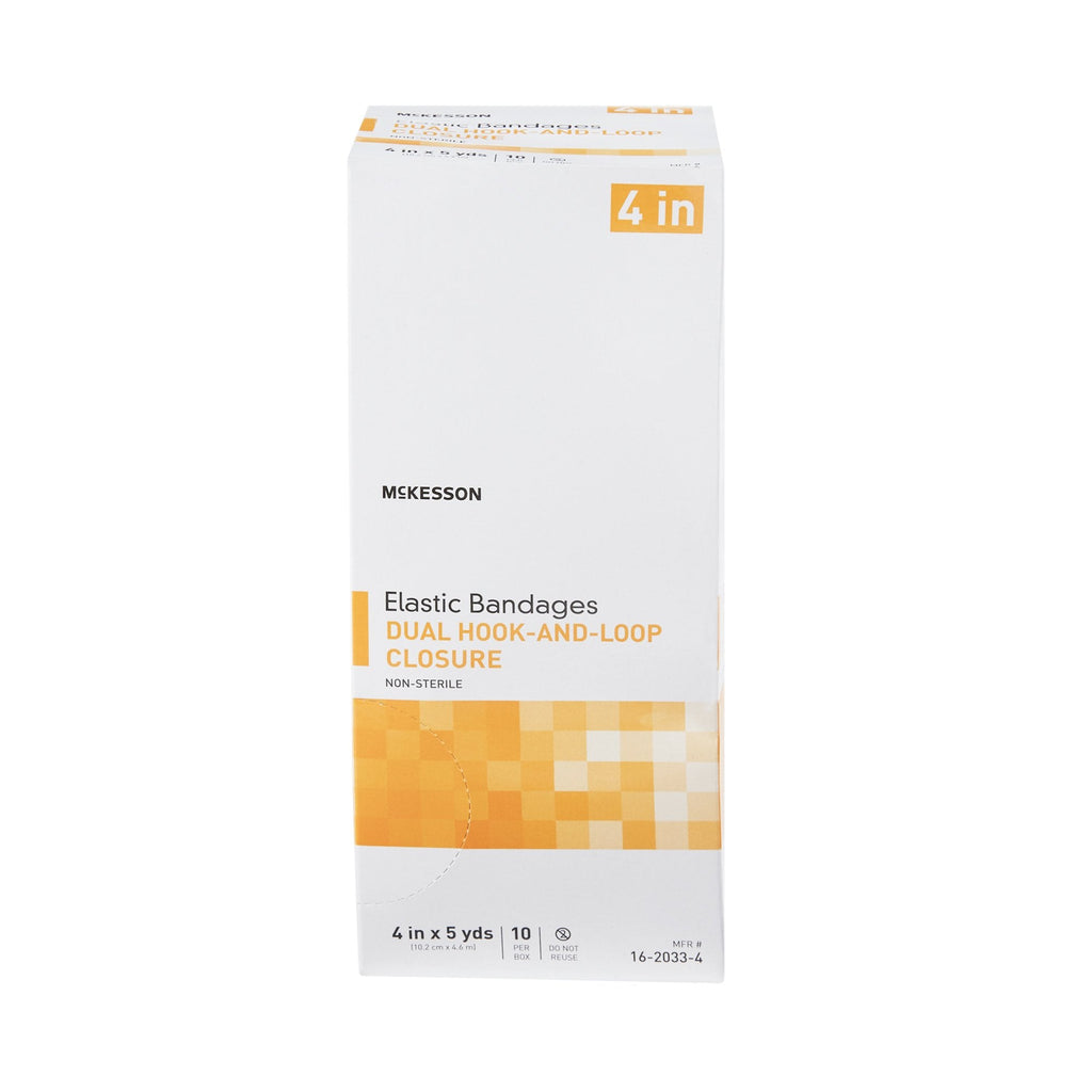 McKesson Double Hook and Loop Closure Elastic Bandage, 4 Inch x 5 Yard 16-2033-4