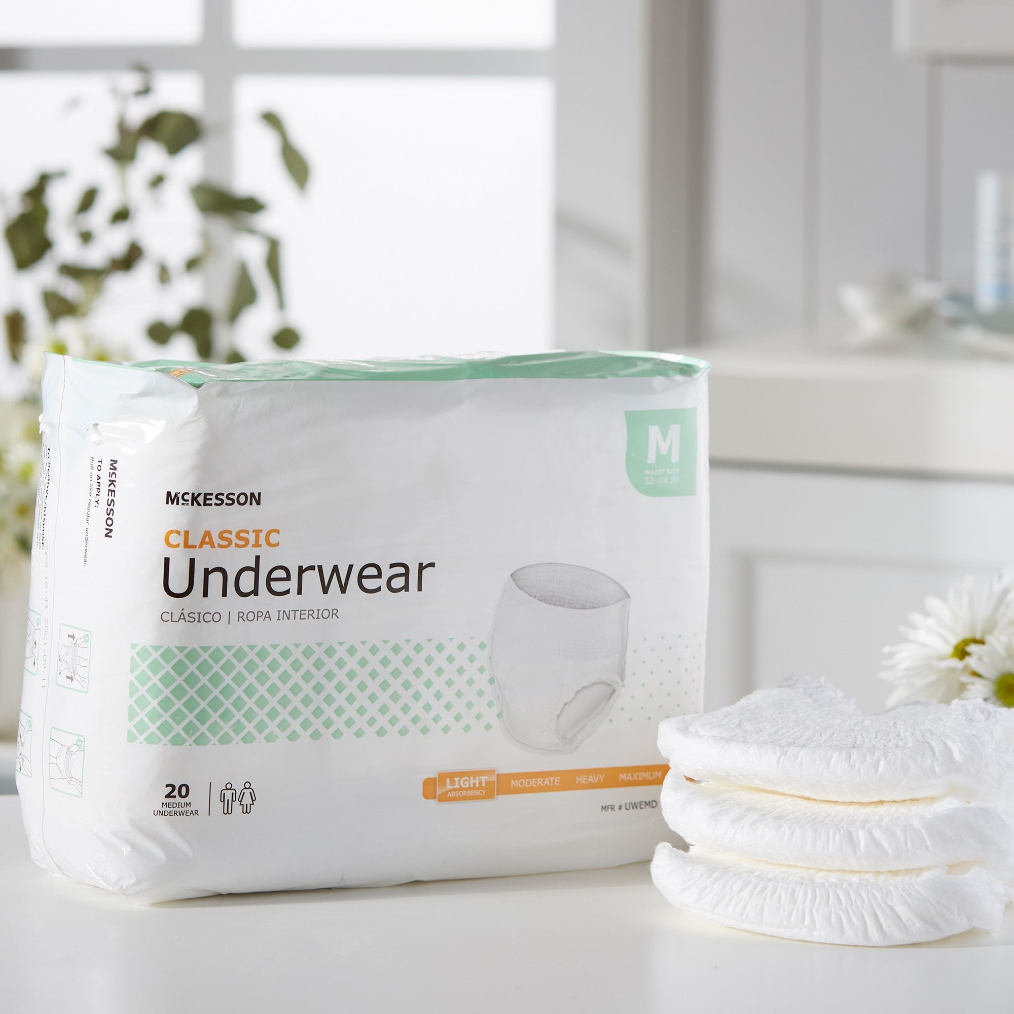 McKesson Classic Light Absorbency Incontinence Underwear, Medium UWEMD