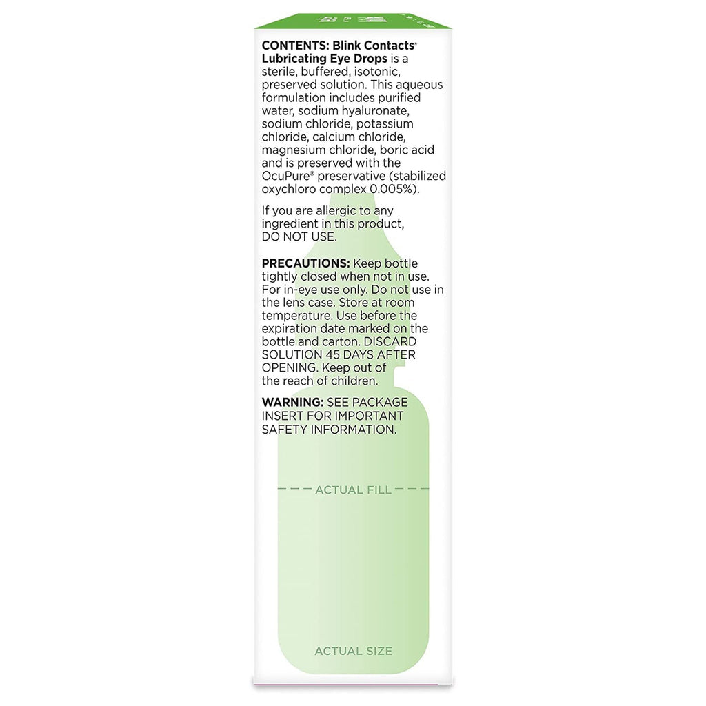 Blink Contacts Purified Water / Sodium Chloride Contact Lens Solution, 0.34 oz. 82744400032
