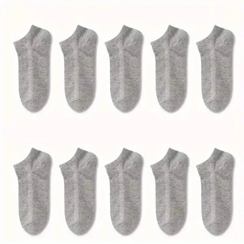 10-Pairs: Men's Solid Sport Low Cut Socks, Breathable Sweat-absorbing Comfy Soft Casual Simple Style Socks