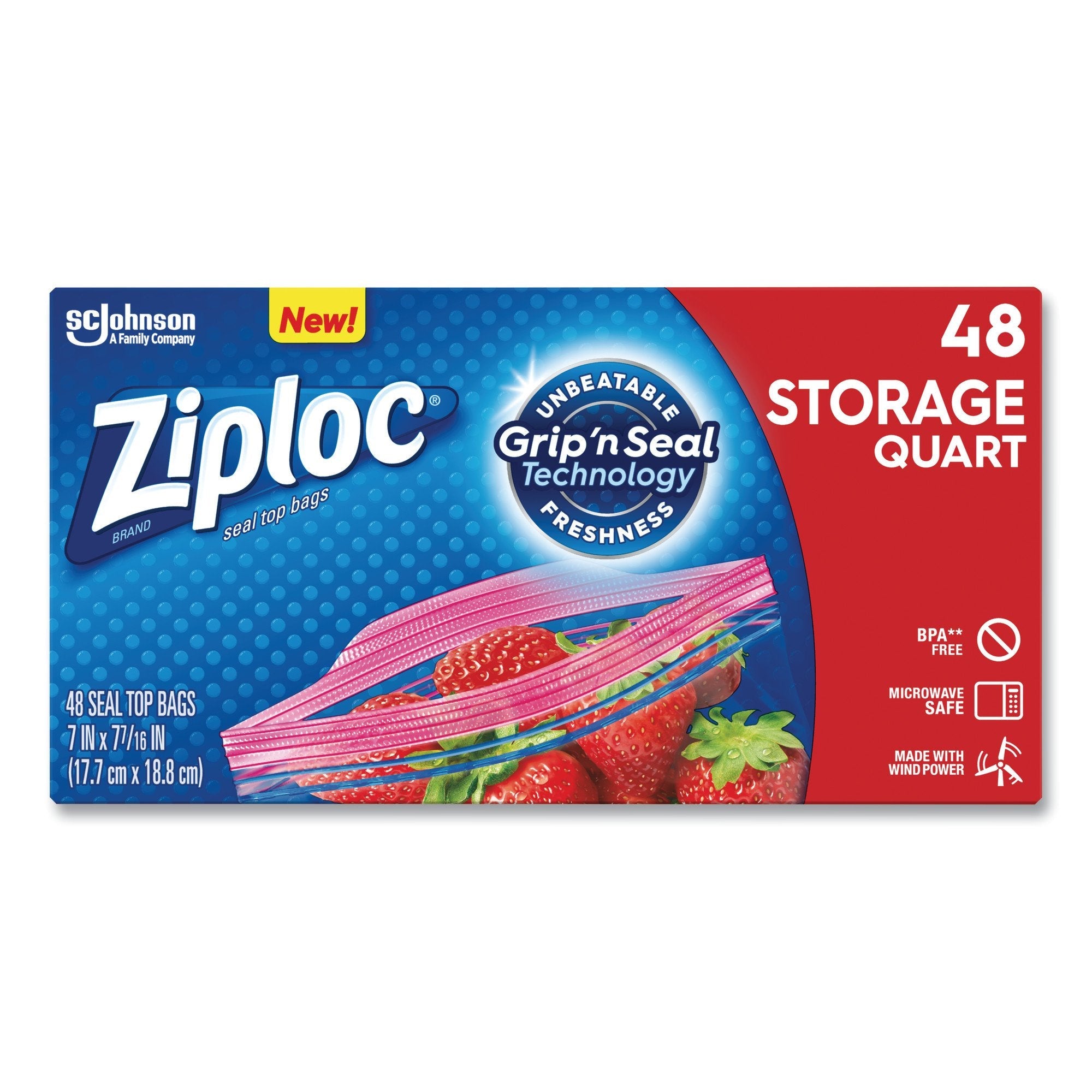 Reclosable Bag Ziploc® 7 X 7-7/16 Inch Plastic Clear / White Block Zipper Closure SJN314469BX