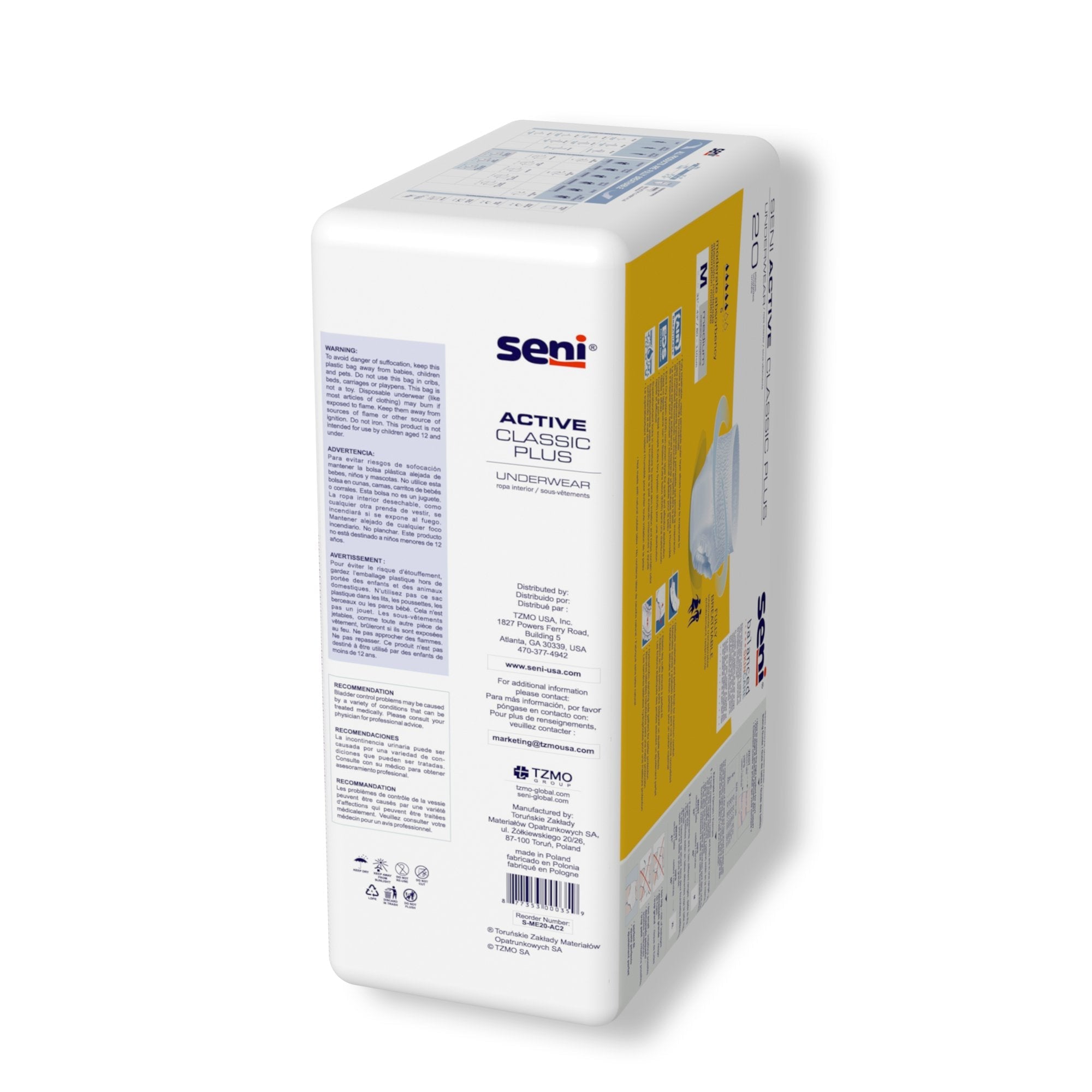 Seni® Active Classic Plus Moderate Absorbent Underwear, Medium S-ME20-AC2