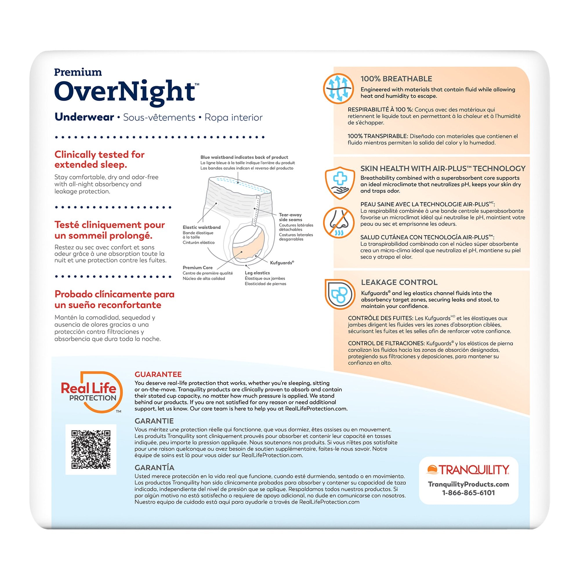 Tranquility Premium OverNight Disposable Absorbent Underwear, Large 2116