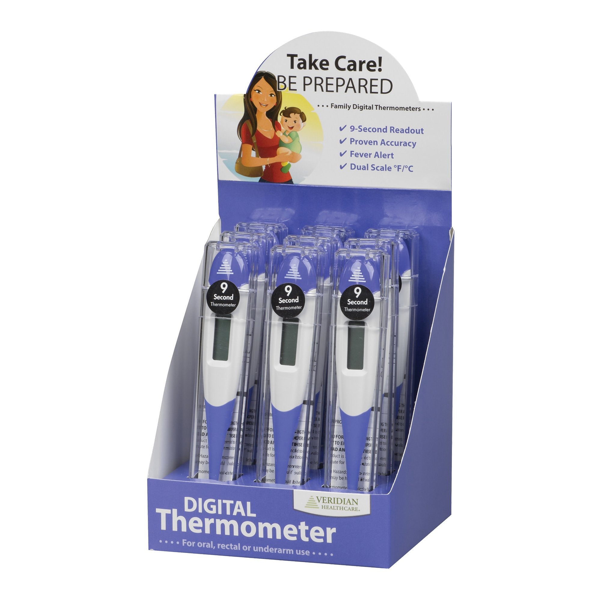 Veridian 9-Piece 9-Second FLEX-TIP Digital Thermometers with Display 08-359-9