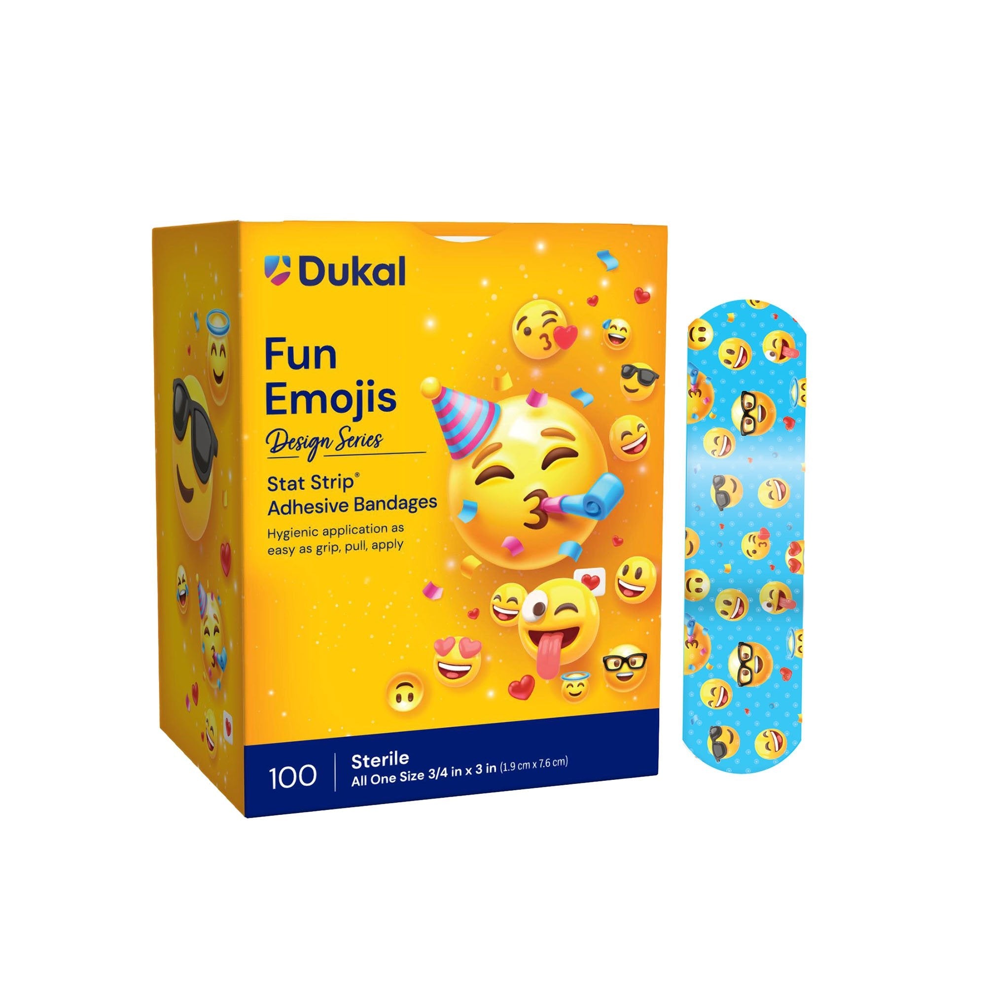 American® White Cross First Aid Emojis Kid Design Adhesive Strip, ¾ x 3 Inch 15606