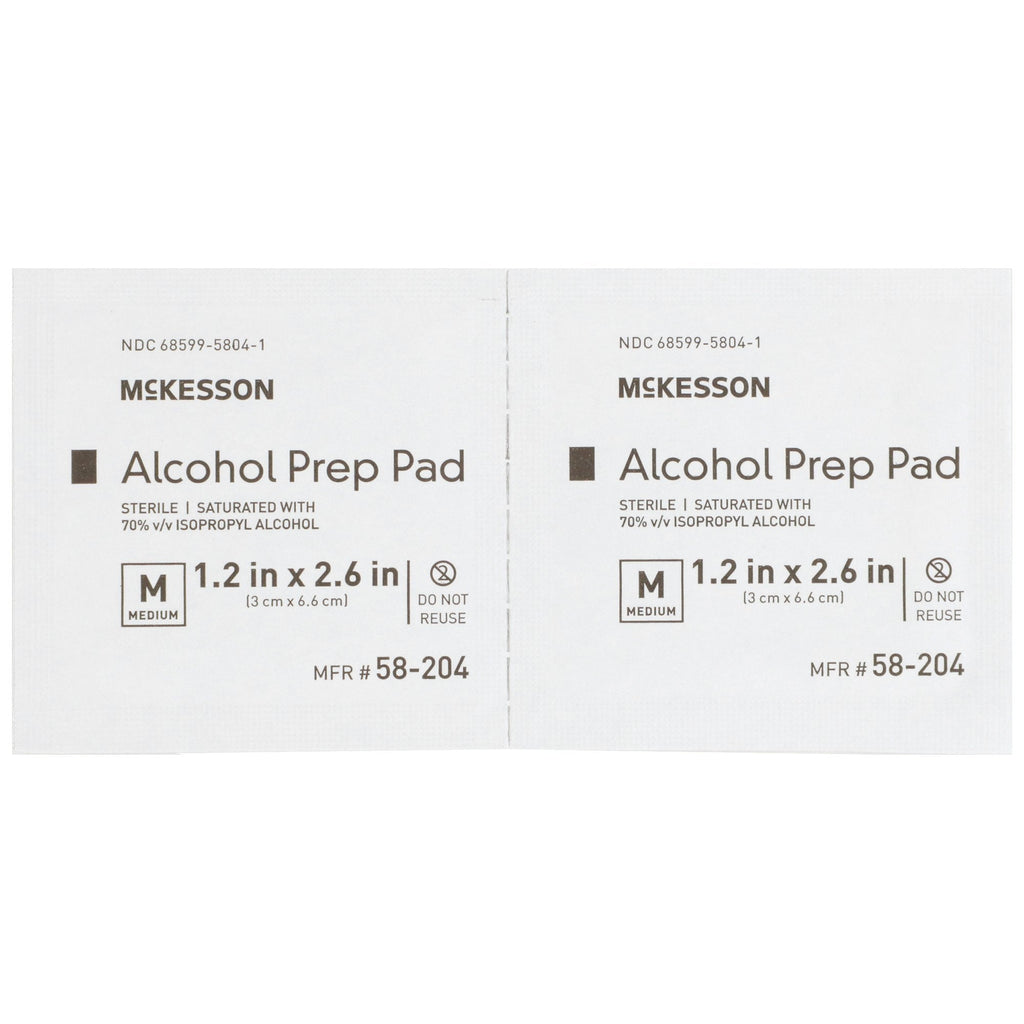 McKesson Alcohol Prep Pad, Isopropyl Alcohol, 70%, Medium 58-204