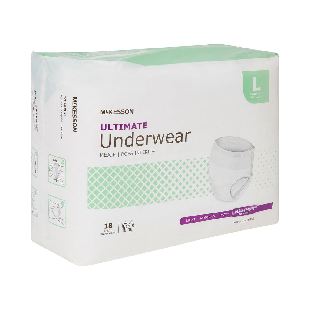 McKesson Ultimate Heavy Absorbency Incontinence Underwear, Large UW33852