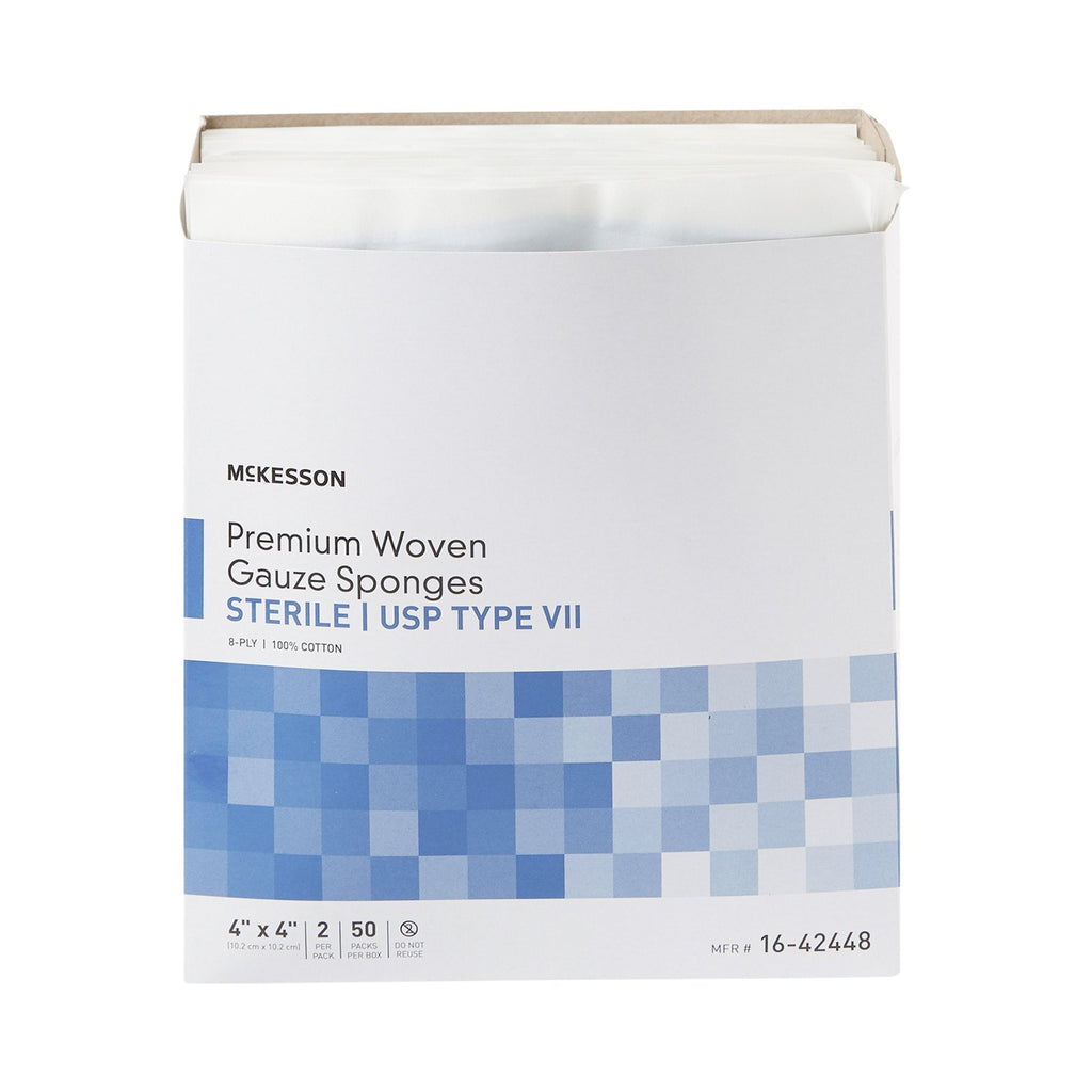 McKesson Sterile USP Type VII Gauze Sponge, 4 x 4 Inch, 8-Ply 16-42448