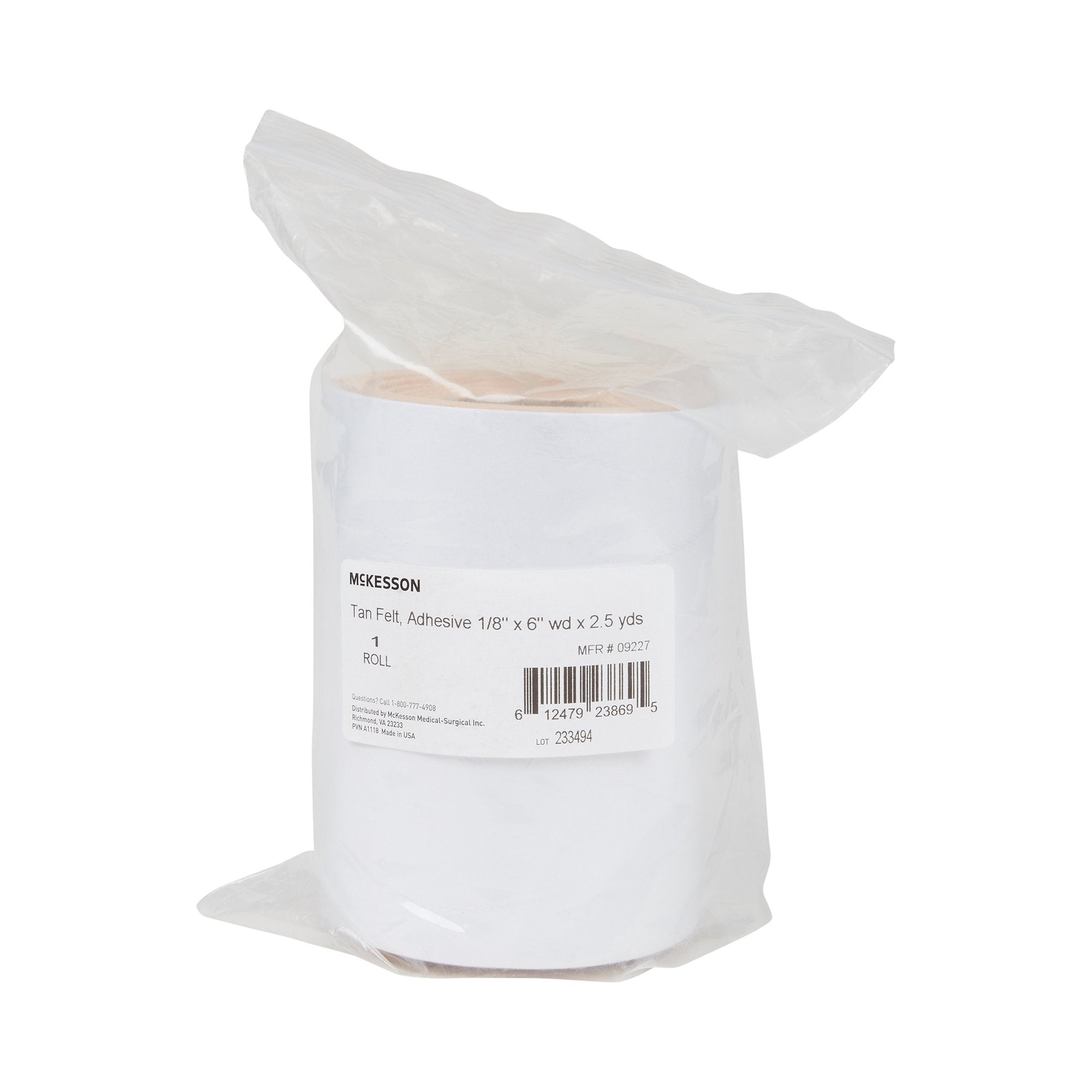 McKesson Tan Wool / Rayon Adhesive Orthopedic Felt Roll, 6 Inch x 2.5 Yard 09227