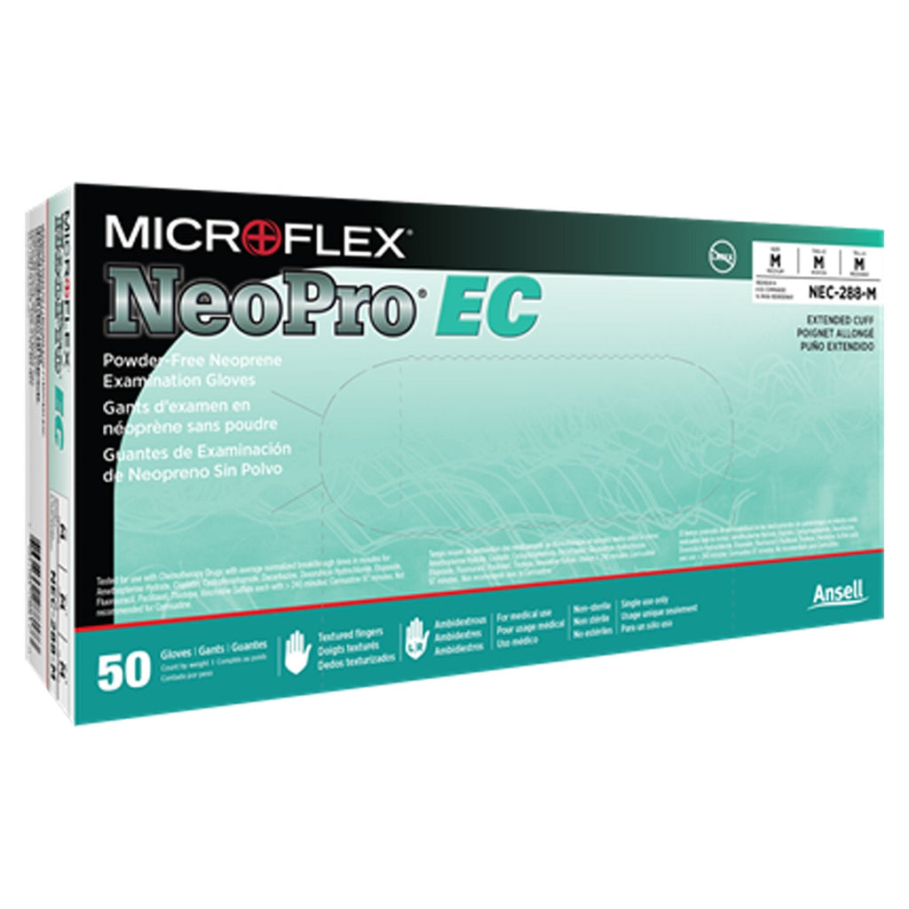 NeoPro® EC Polychloroprene Extended Cuff Length Exam Glove, Medium, Green NEC-288-M