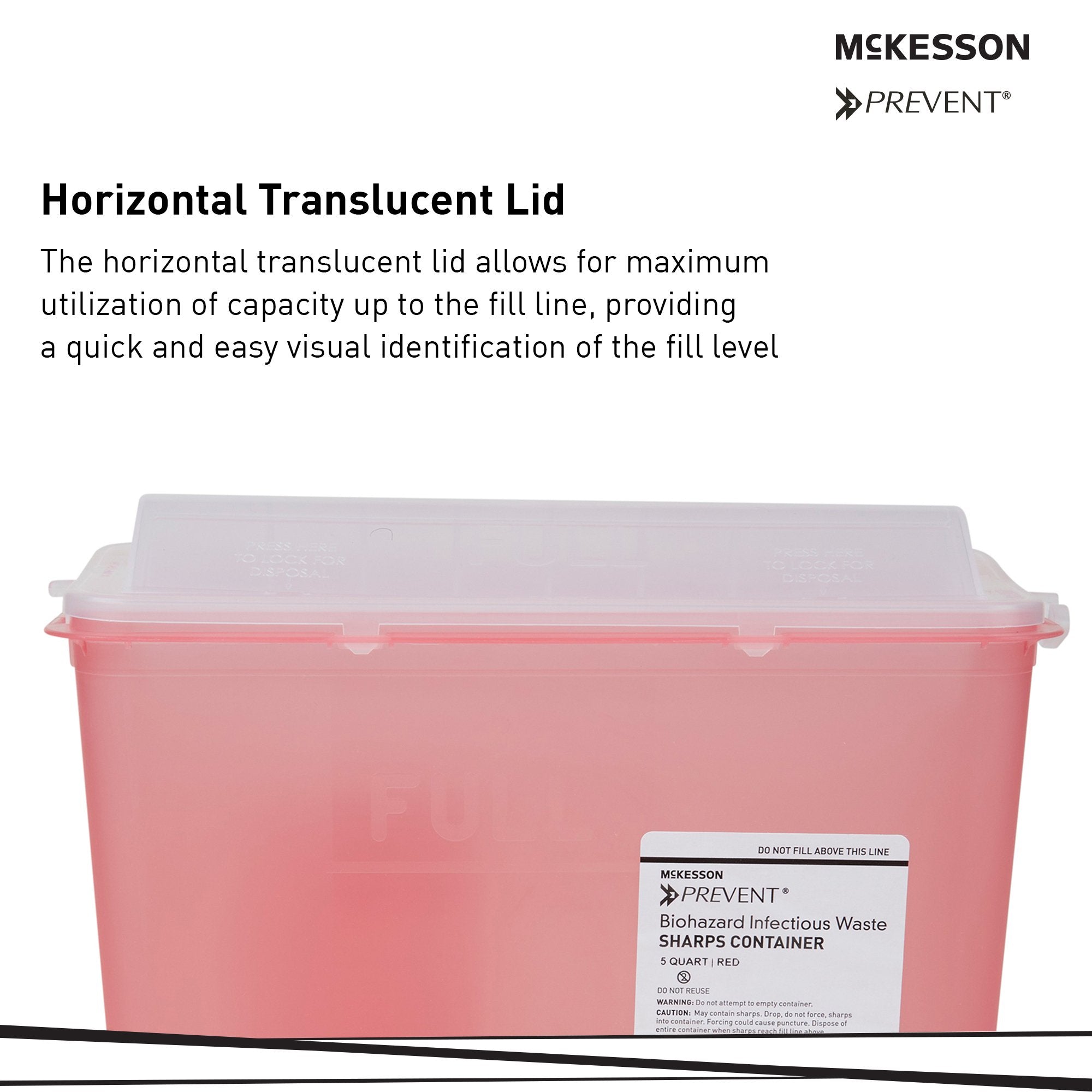 McKesson Prevent® Red Sharps Container, 1.25 Gallon, 10.75 x 10.5 x 4.75 Inch 2262