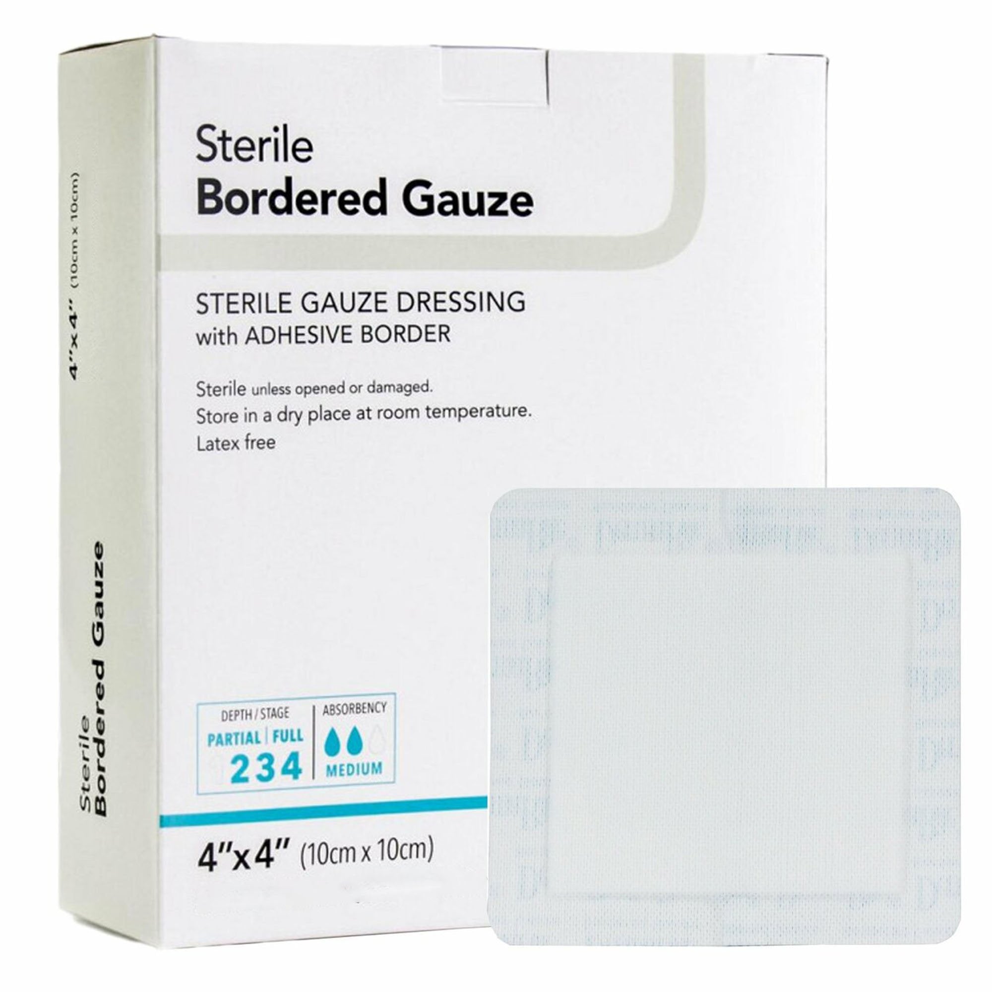 DermaRite® Adhesive Dressing, 4 x 4 Inch, White 00255