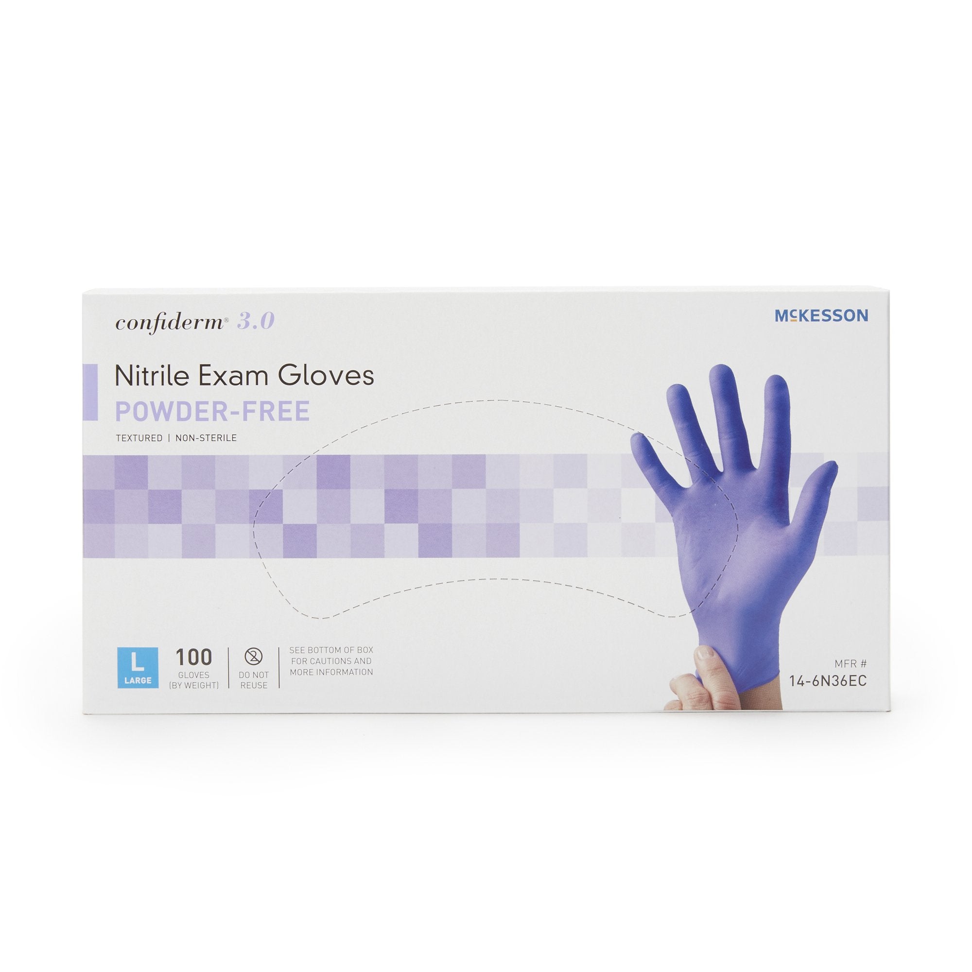 McKesson Confiderm® 3.0 Nitrile Exam Glove, Large, Blue 14-6N36EC