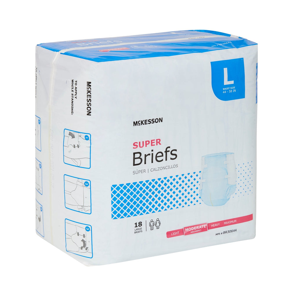 McKesson Super Moderate Absorbency Incontinence Briefs, Large BR30644
