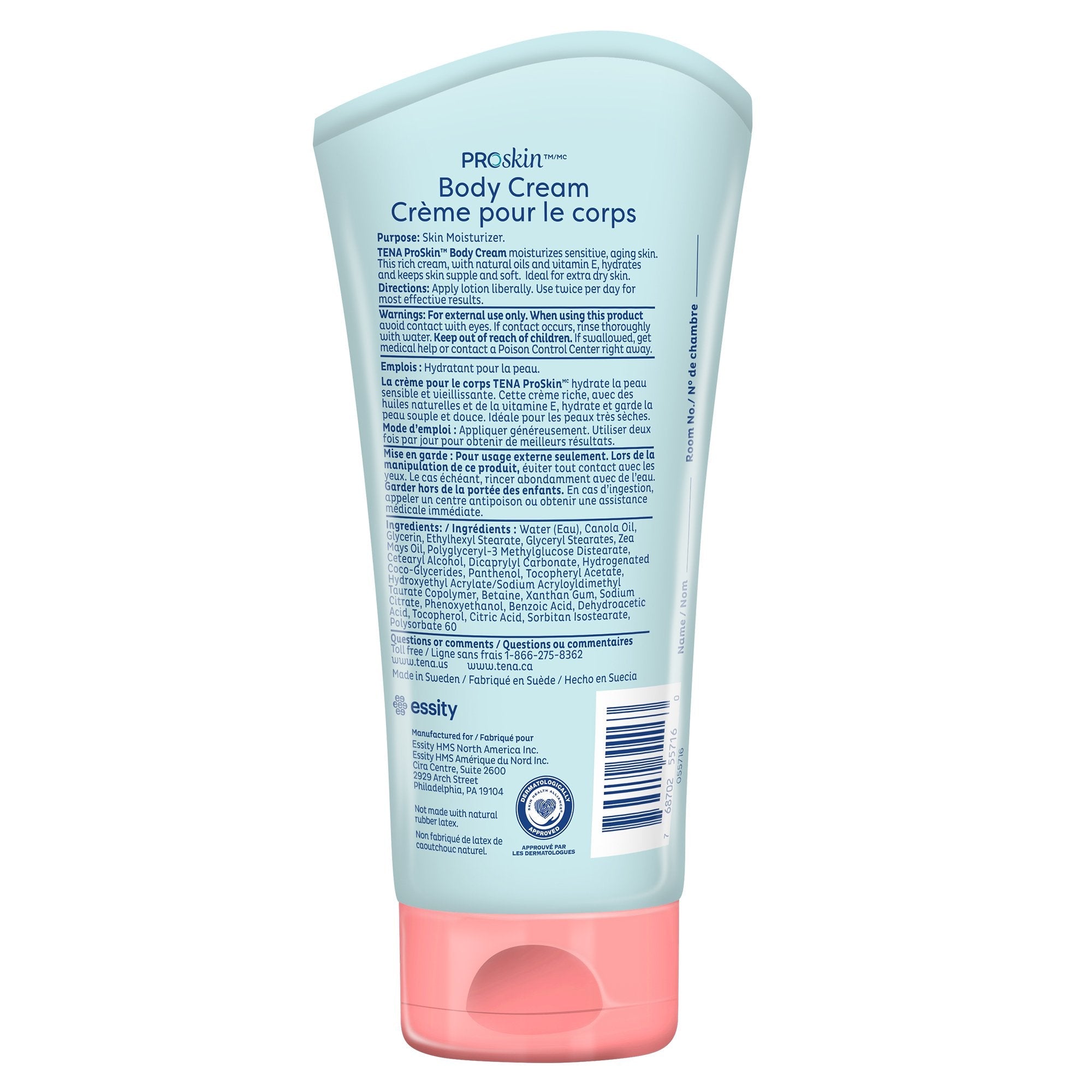 Hand and Body Moisturizer Tena® Proskin™ 5.1 oz. Tube Unscented Cream CHG Compatible 55716