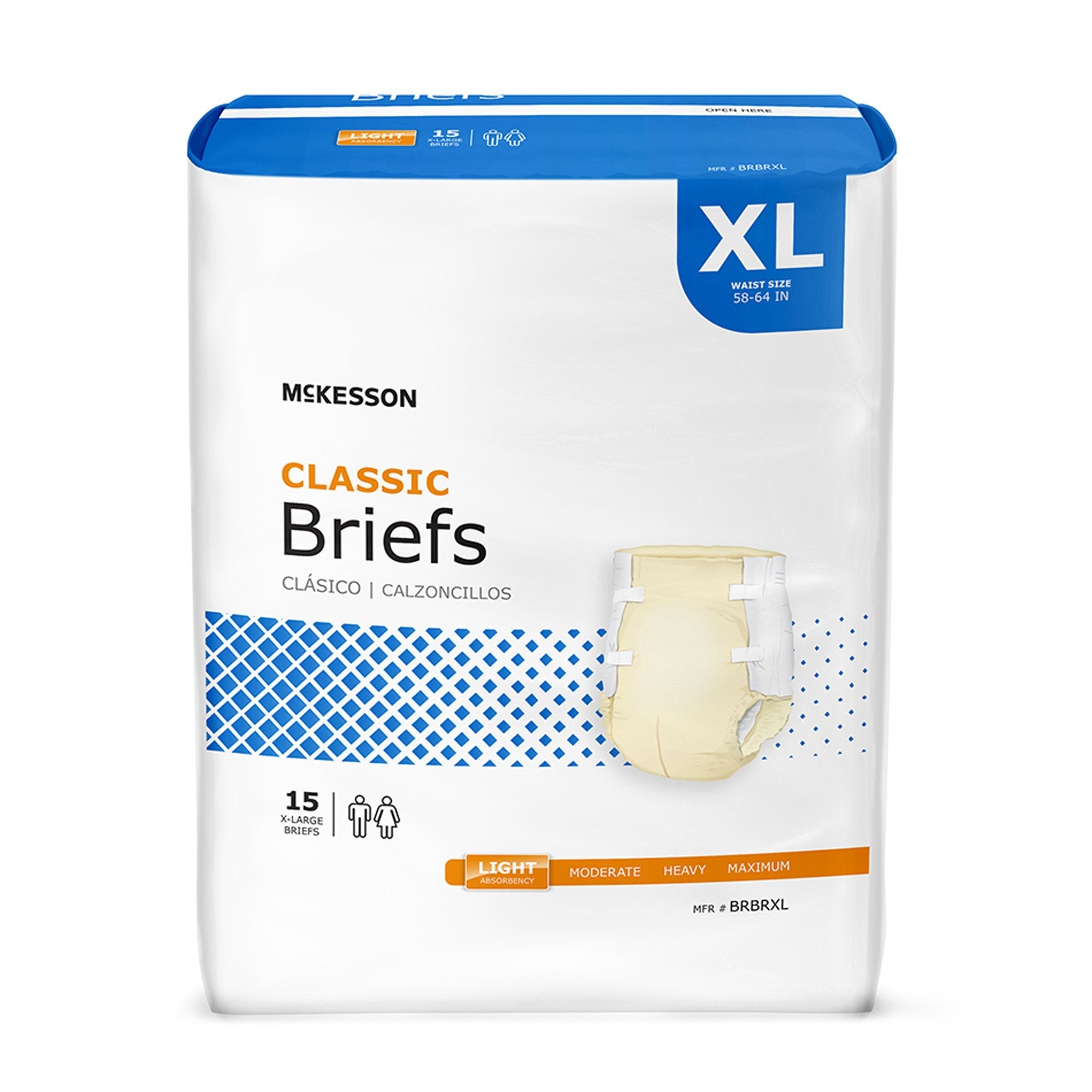 McKesson Classic Light Absorbency Incontinence Brief, Extra Large BRBRXL