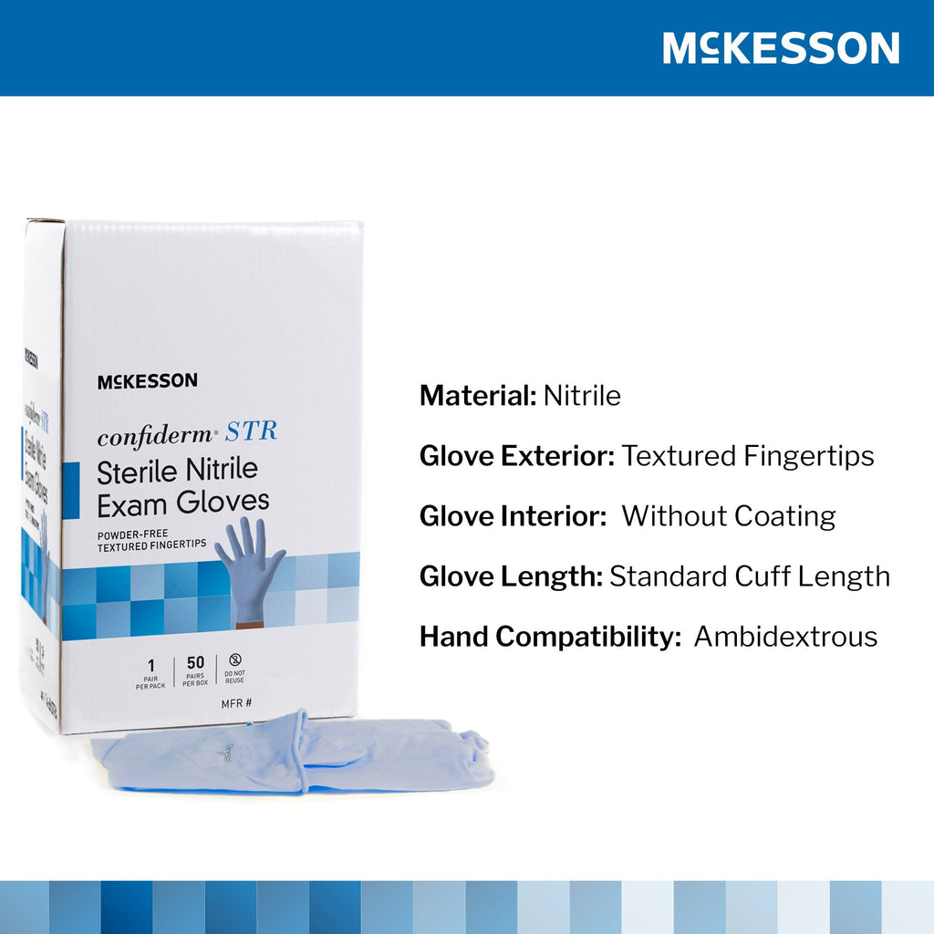 McKesson Confiderm® STR Nitrile Exam Glove, Medium, Blue 14-6NSTR4