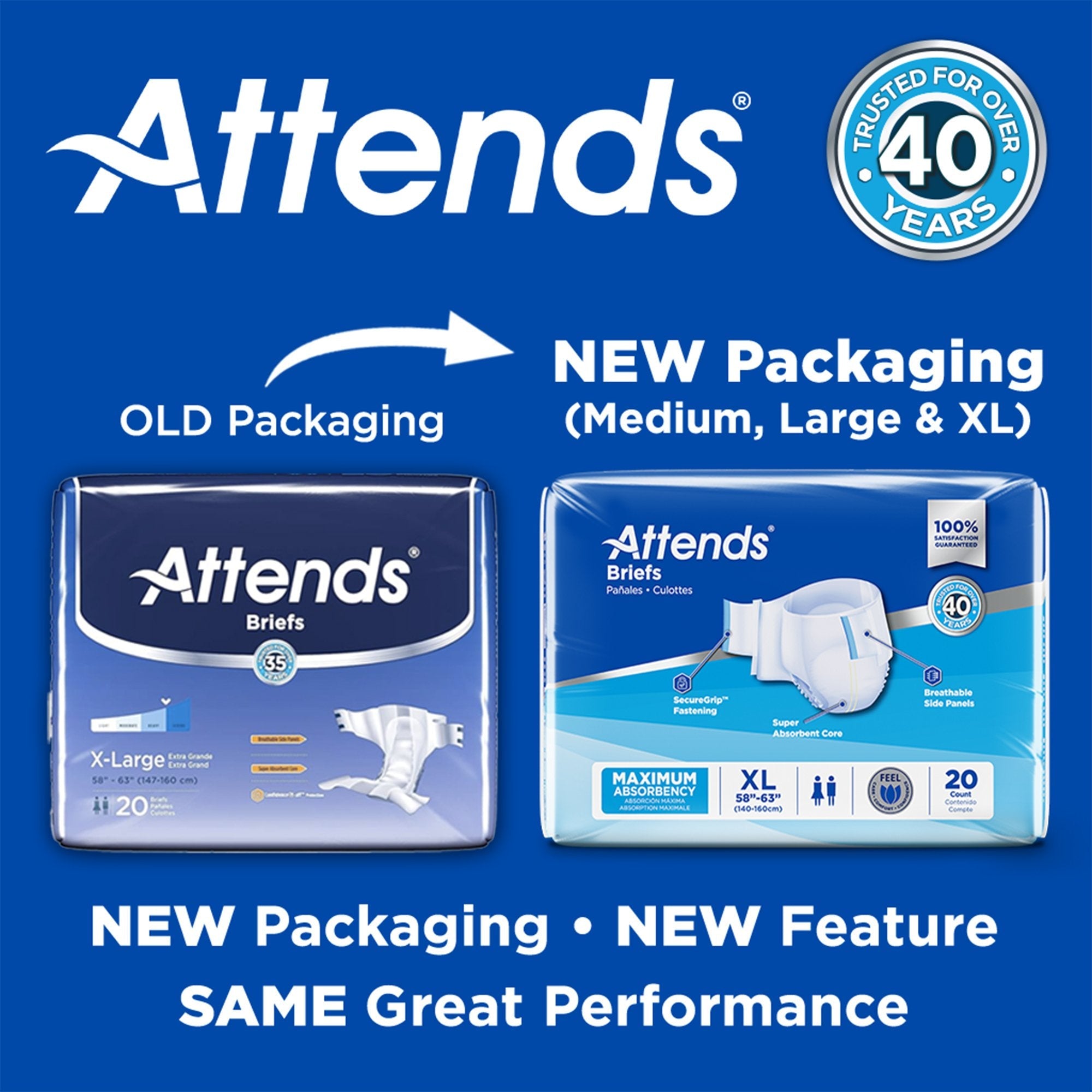 Attends® Briefs, Adult, Large, Heavy Absorbency, Disposable DDA30